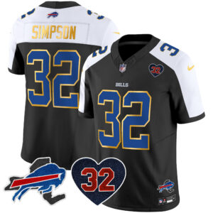 Men's Bills O.J. Simpson Patch Gold Trim Vapor Limited Jersey - All Stitched