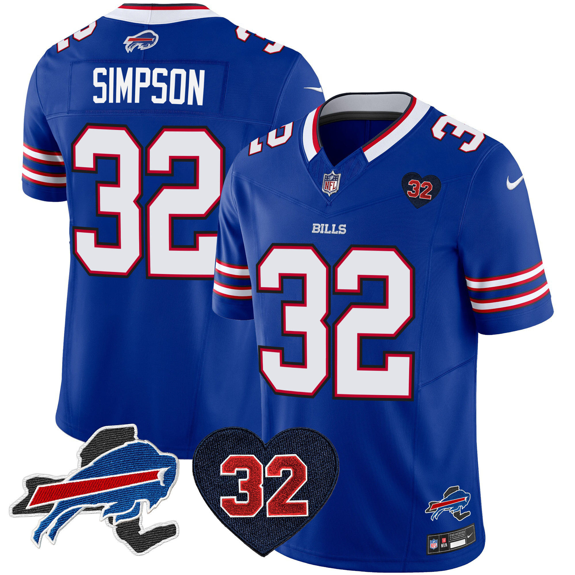 Men's Bills O.J. Simpson Patch Vapor Limited Jersey - All Stitched - Image 15