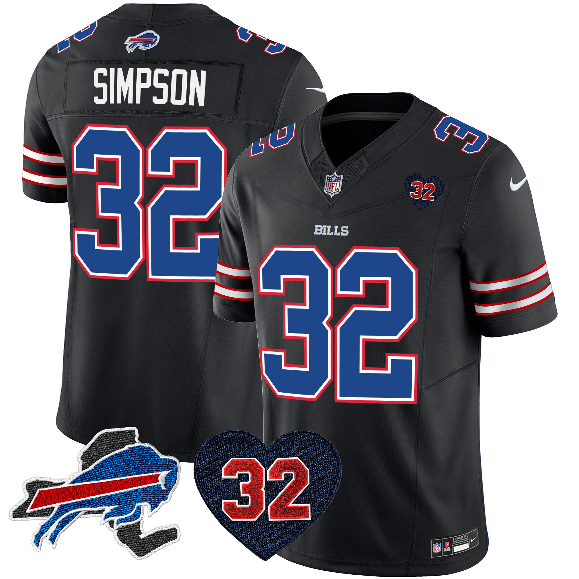 Men's Bills O.J. Simpson Patch Vapor Limited Jersey - All Stitched - Image 36