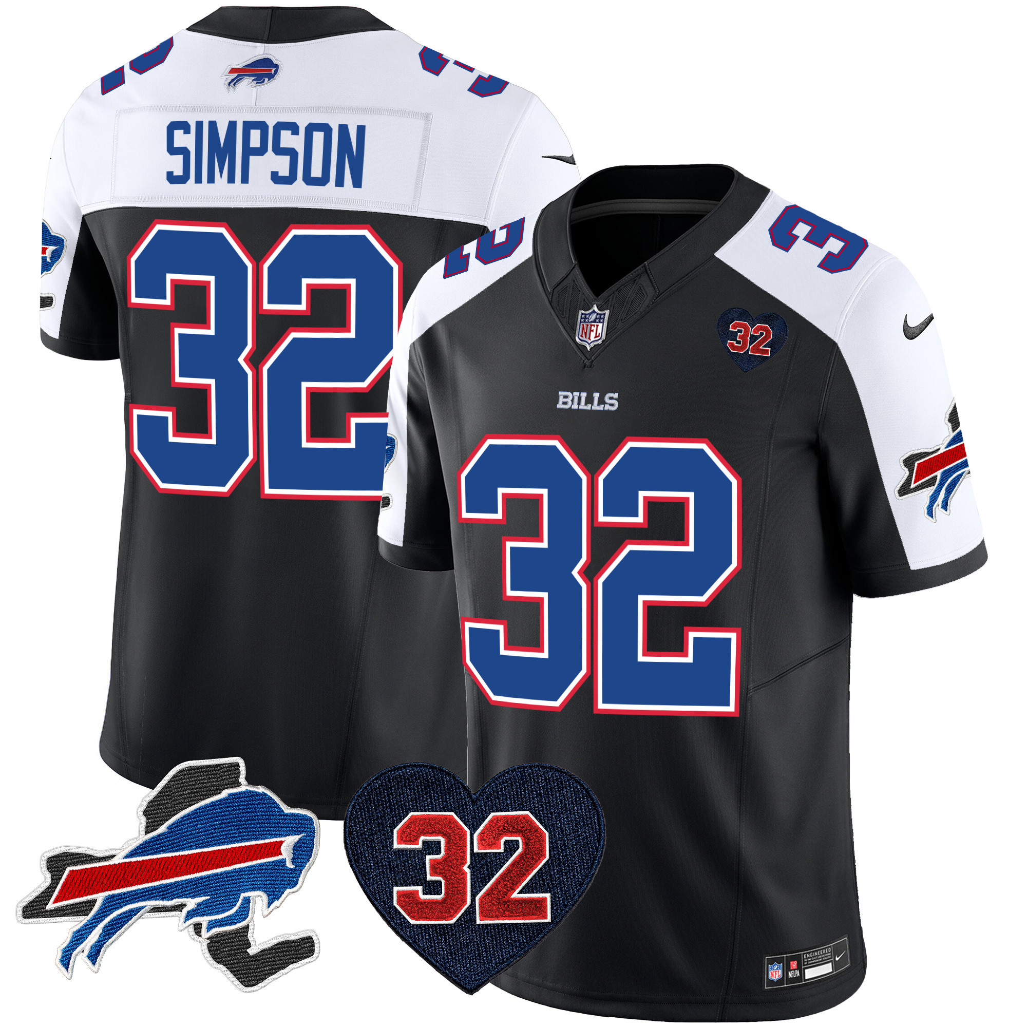 Men's Bills O.J. Simpson Patch Vapor Limited Jersey - All Stitched