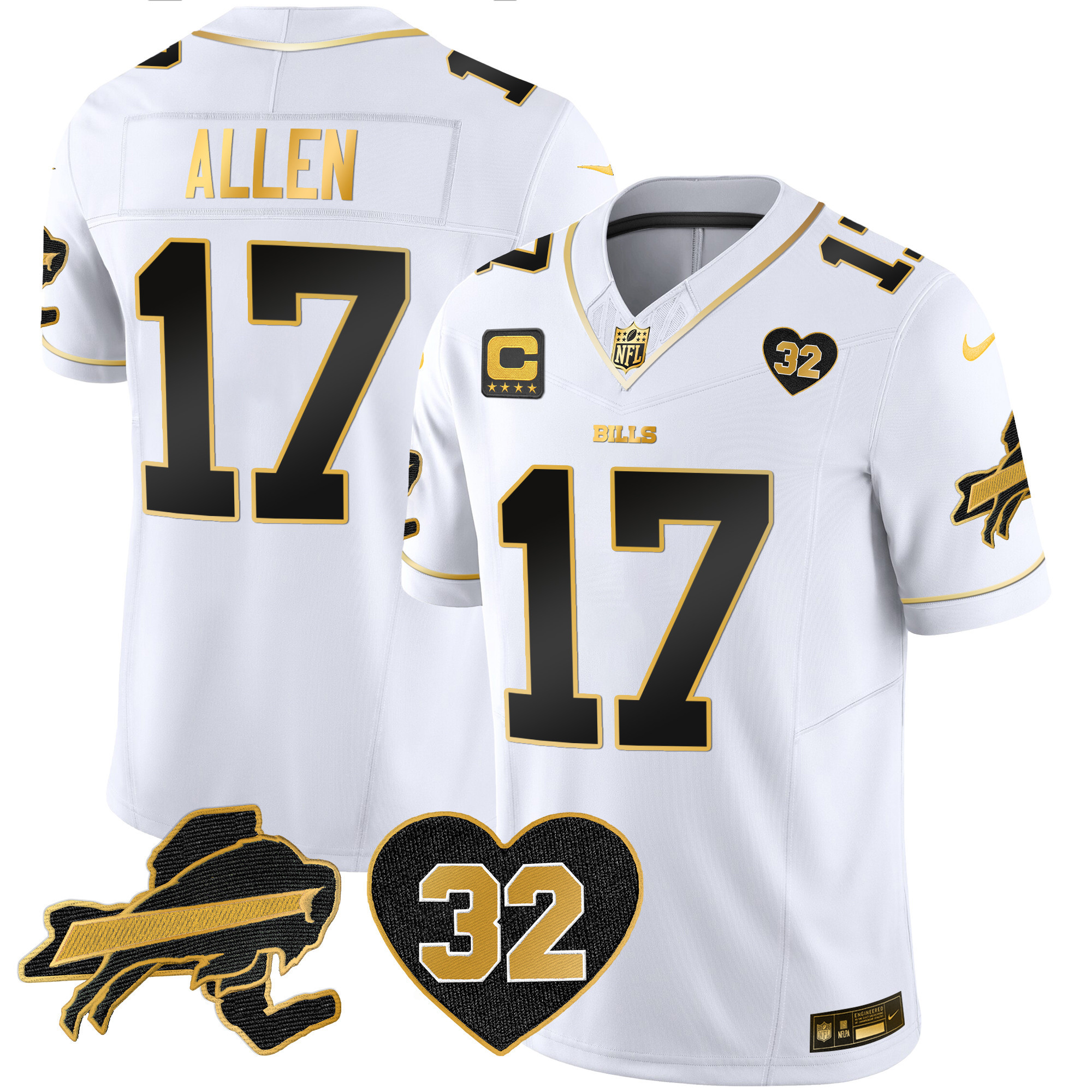 Men's Bills O.J. Simpson Patch Gold Vapor Limited Jersey - All Stitched - Image 23