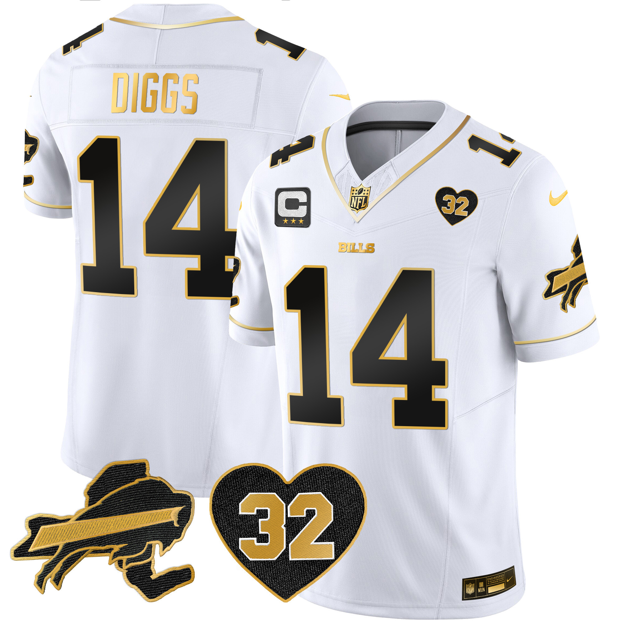 Men's Bills O.J. Simpson Patch Gold Vapor Limited Jersey - All Stitched - Image 25