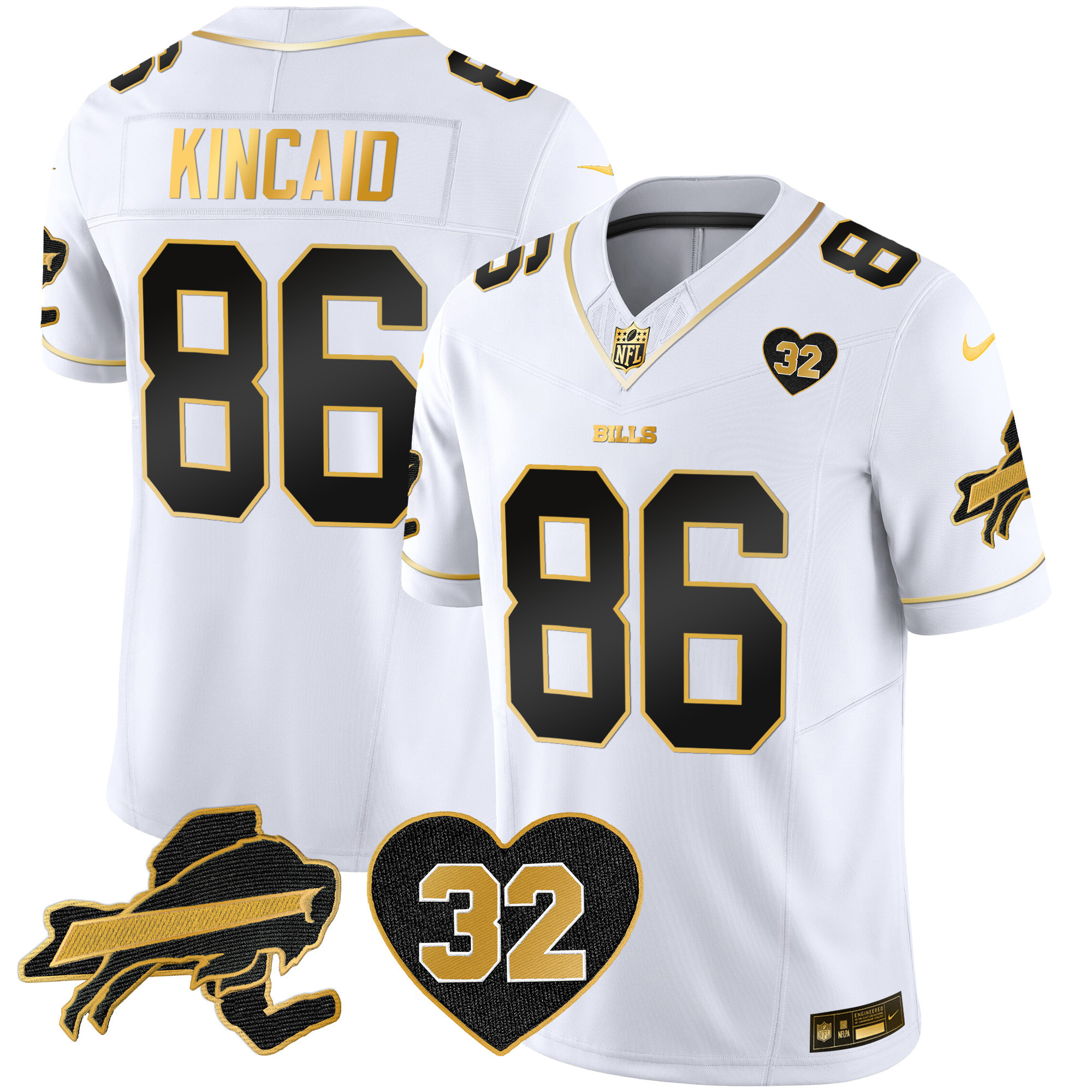 Men's Bills O.J. Simpson Patch Gold Vapor Limited Jersey - All Stitched - Image 28