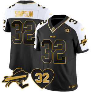 Men's Bills O.J. Simpson Patch Gold Vapor Limited Jersey - All Stitched