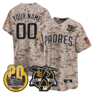 Padres Tony Gwynn & Petco Park 20th Patch USMC Vapor Premier Limited Custom Jersey – All Stitched