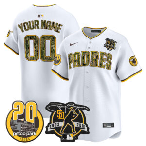 Padres Tony Gwynn & Petco Park 20th Patch USMC Vapor Premier Limited Custom Jersey V2 – All Stitched