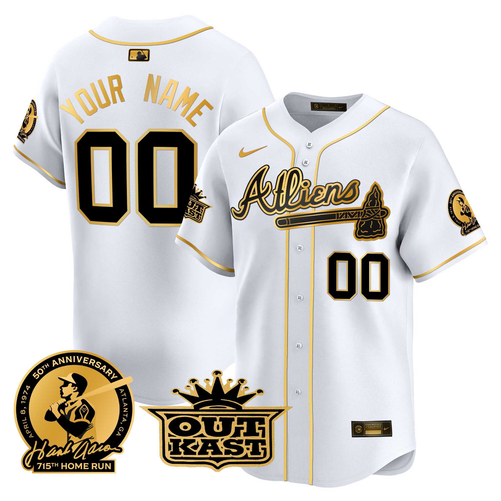 Atlanta Braves Atliens & Hank Aaron Patch Vapor Premier Limited Custom Jersey - All Stitched - Image 5