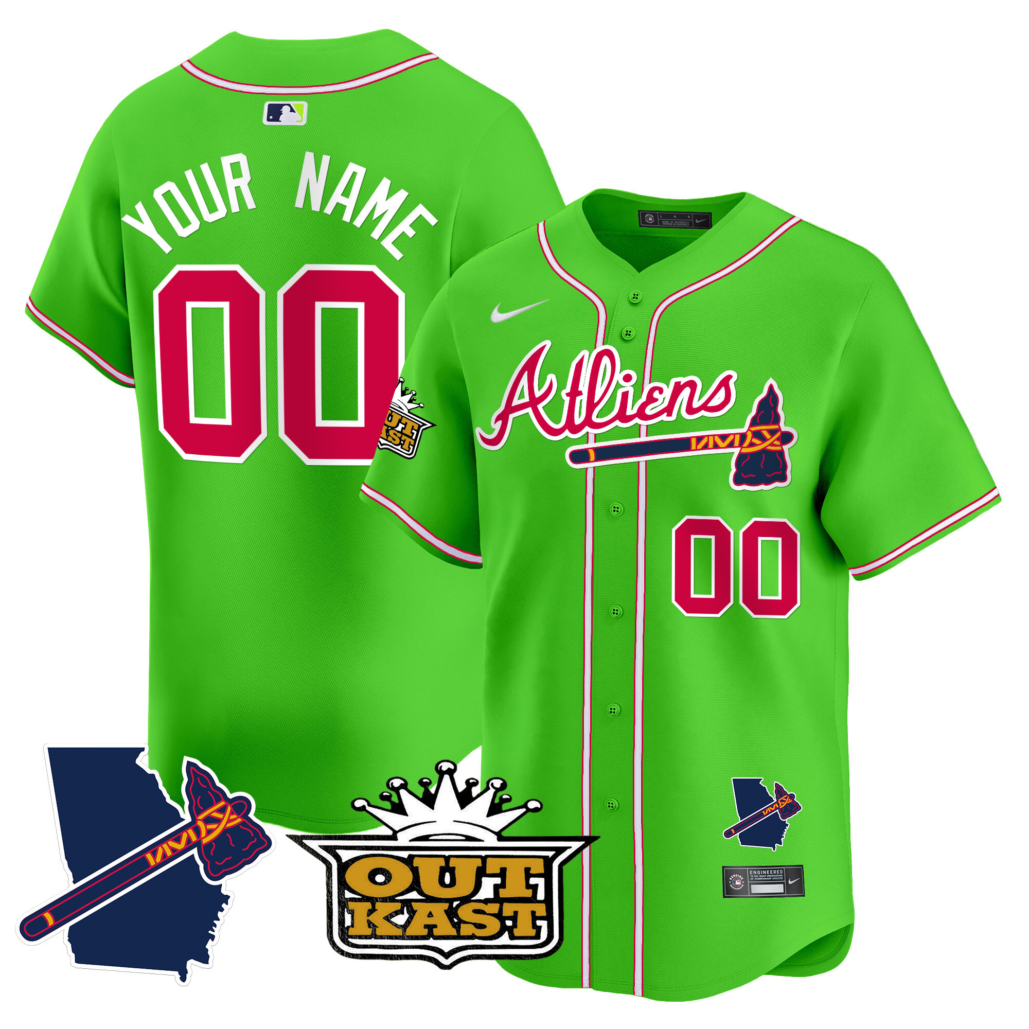 Atlanta Braves Atliens Vapor Premier Limited Custom Jersey V2 - All Stitched - Image 2