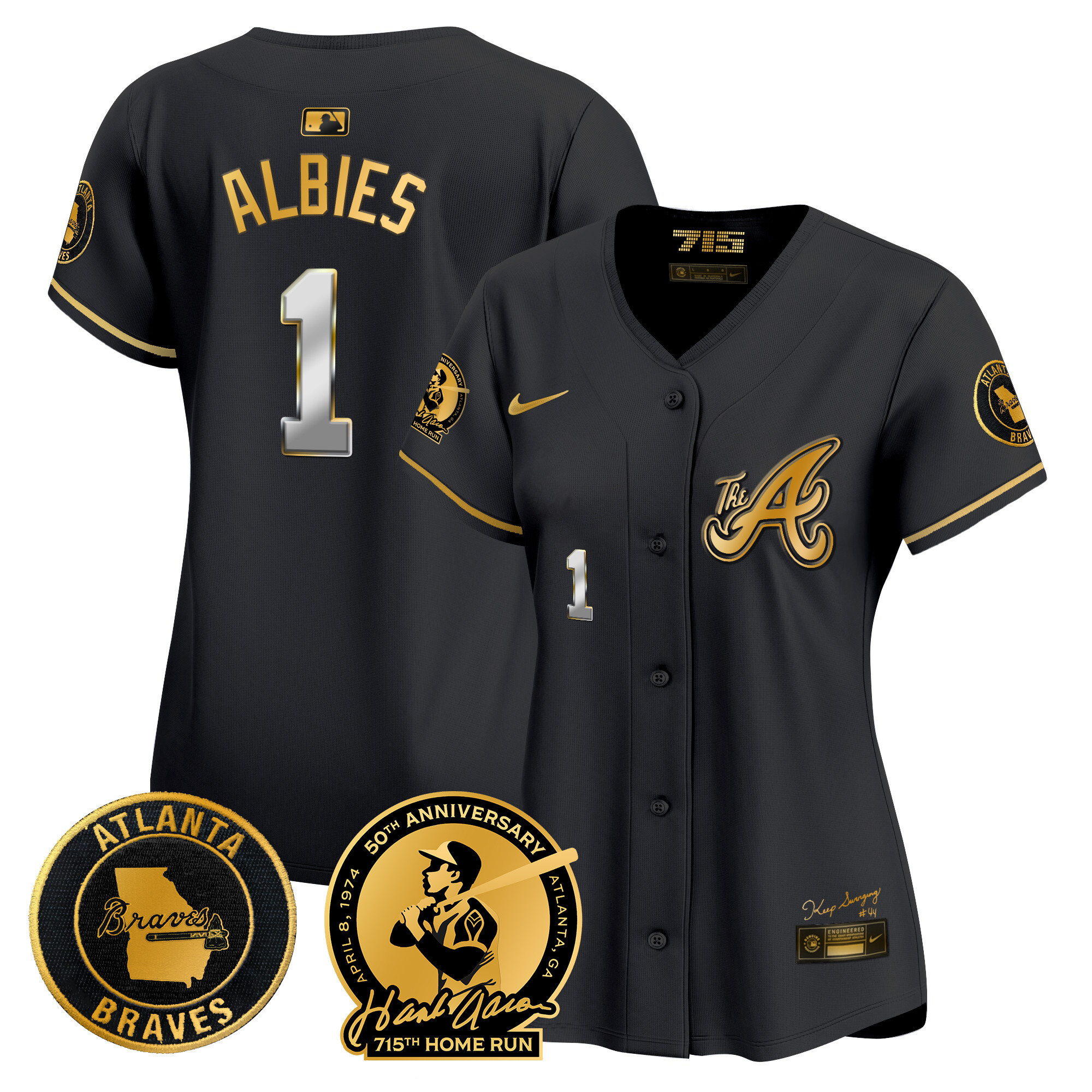 Women's Atlanta Braves Hank Aaron 715th Home Run Patch Vapor Premier Limited Jersey V2 - All Stitched - Image 6