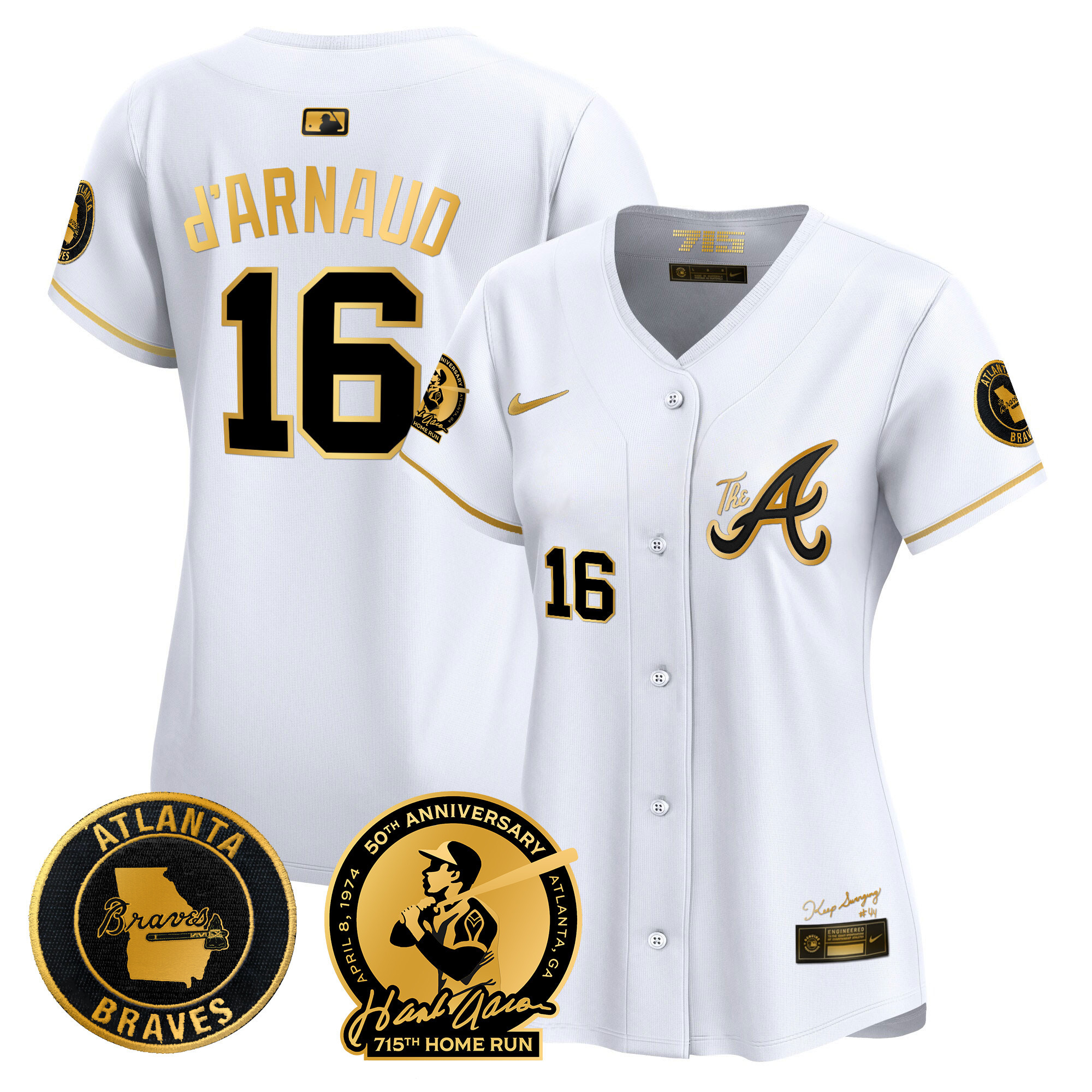 Women's Atlanta Braves Hank Aaron 715th Home Run Patch Vapor Premier Limited Jersey V2 - All Stitched - Image 11