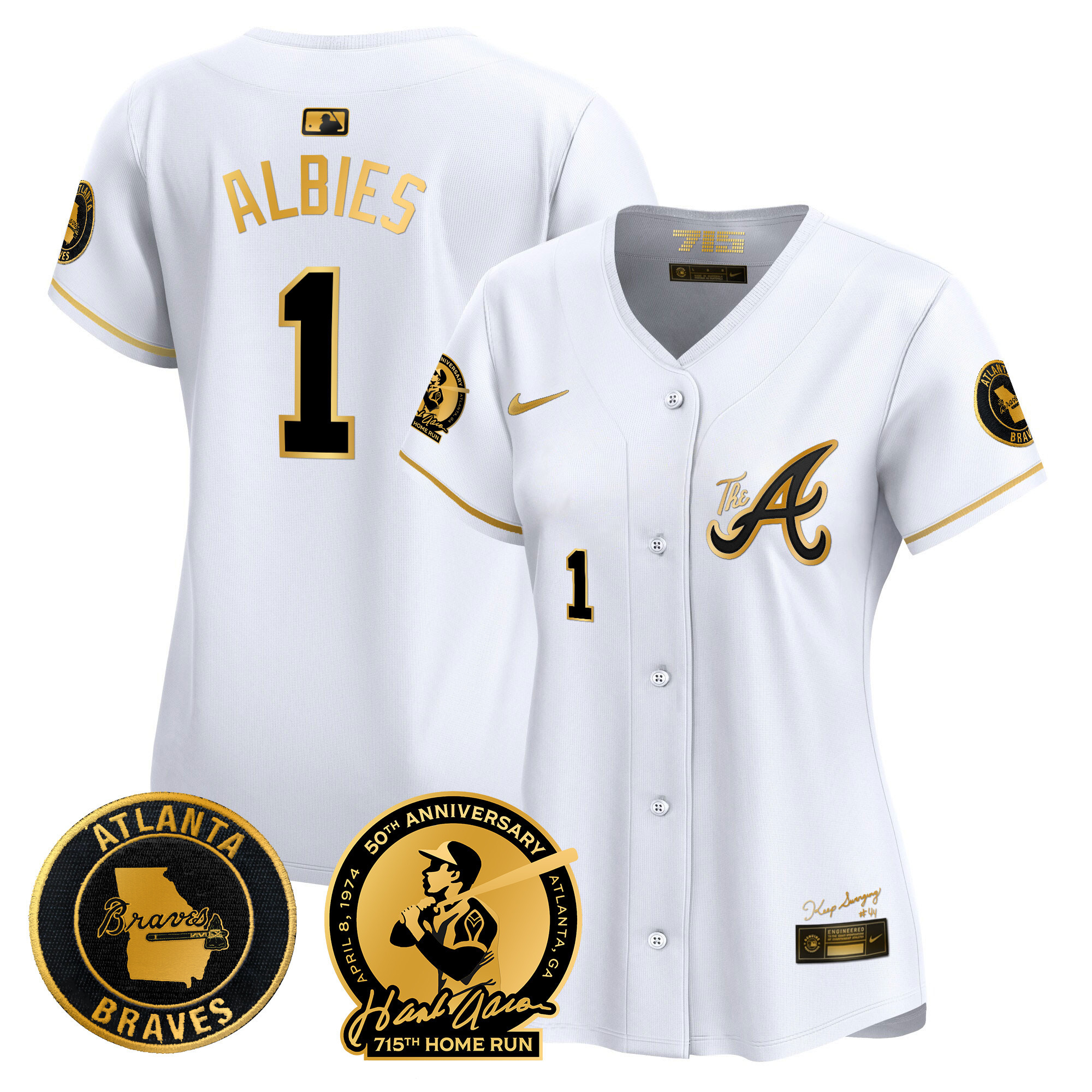 Women's Atlanta Braves Hank Aaron 715th Home Run Patch Vapor Premier Limited Jersey V2 - All Stitched - Image 15