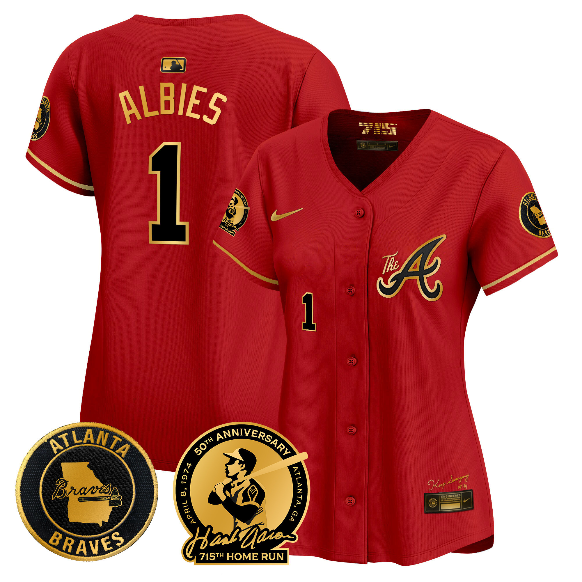 Women's Atlanta Braves Hank Aaron 715th Home Run Patch Vapor Premier Limited Jersey V2 - All Stitched - Image 24