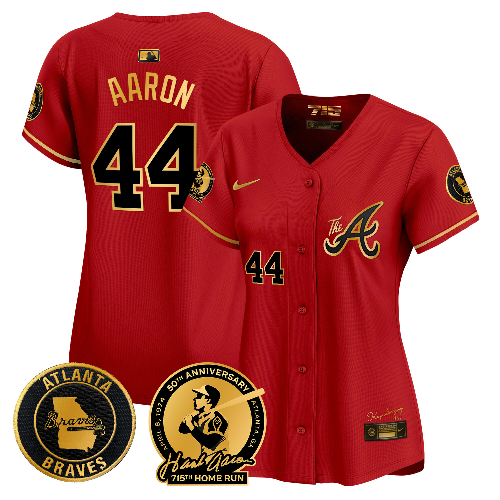 Women's Atlanta Braves Hank Aaron 715th Home Run Patch Vapor Premier Limited Jersey V2 - All Stitched - Image 25