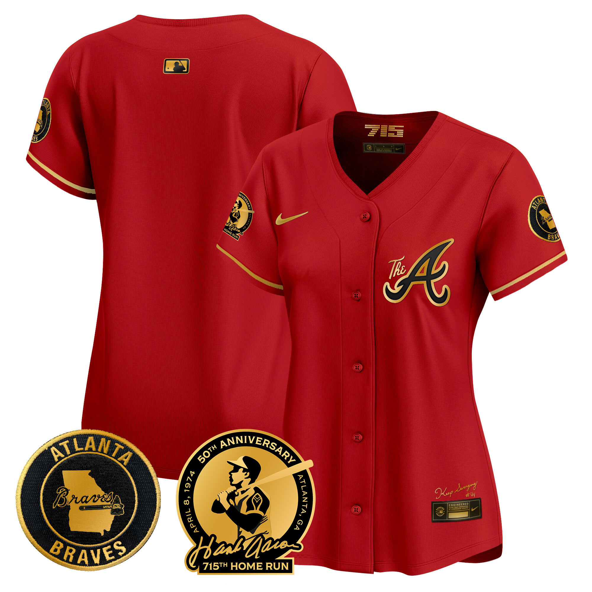 Women's Atlanta Braves Hank Aaron 715th Home Run Patch Vapor Premier Limited Jersey V2 - All Stitched - Image 27