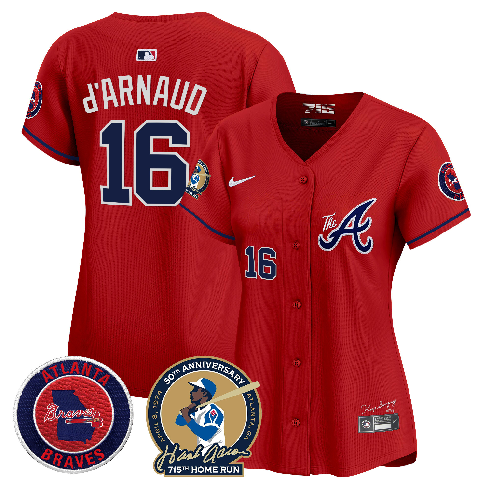 Women's Atlanta Braves Hank Aaron 715th Home Run Patch Vapor Premier Limited Jersey V2 - All Stitched - Image 29