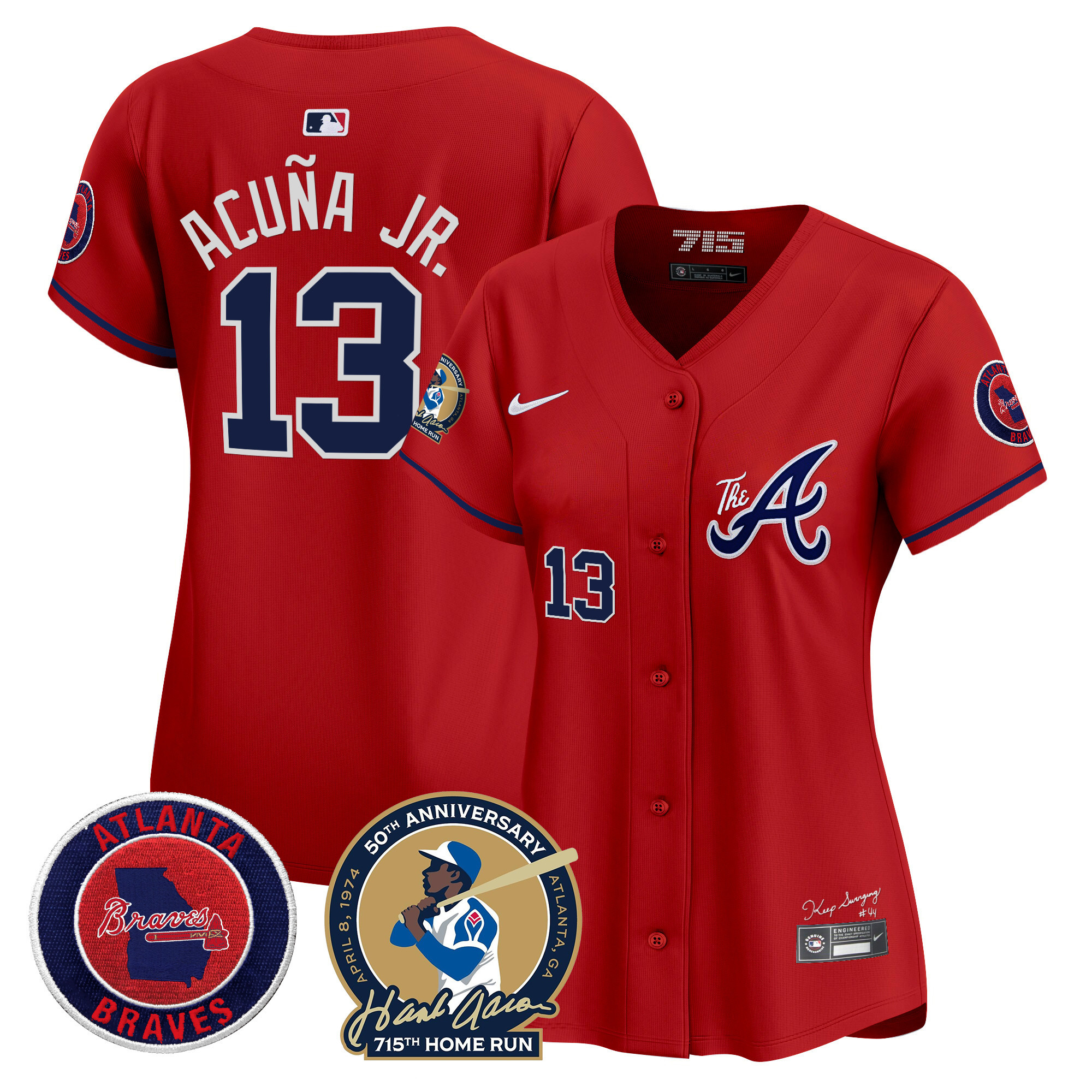 Women's Atlanta Braves Hank Aaron 715th Home Run Patch Vapor Premier Limited Jersey V2 - All Stitched - Image 28