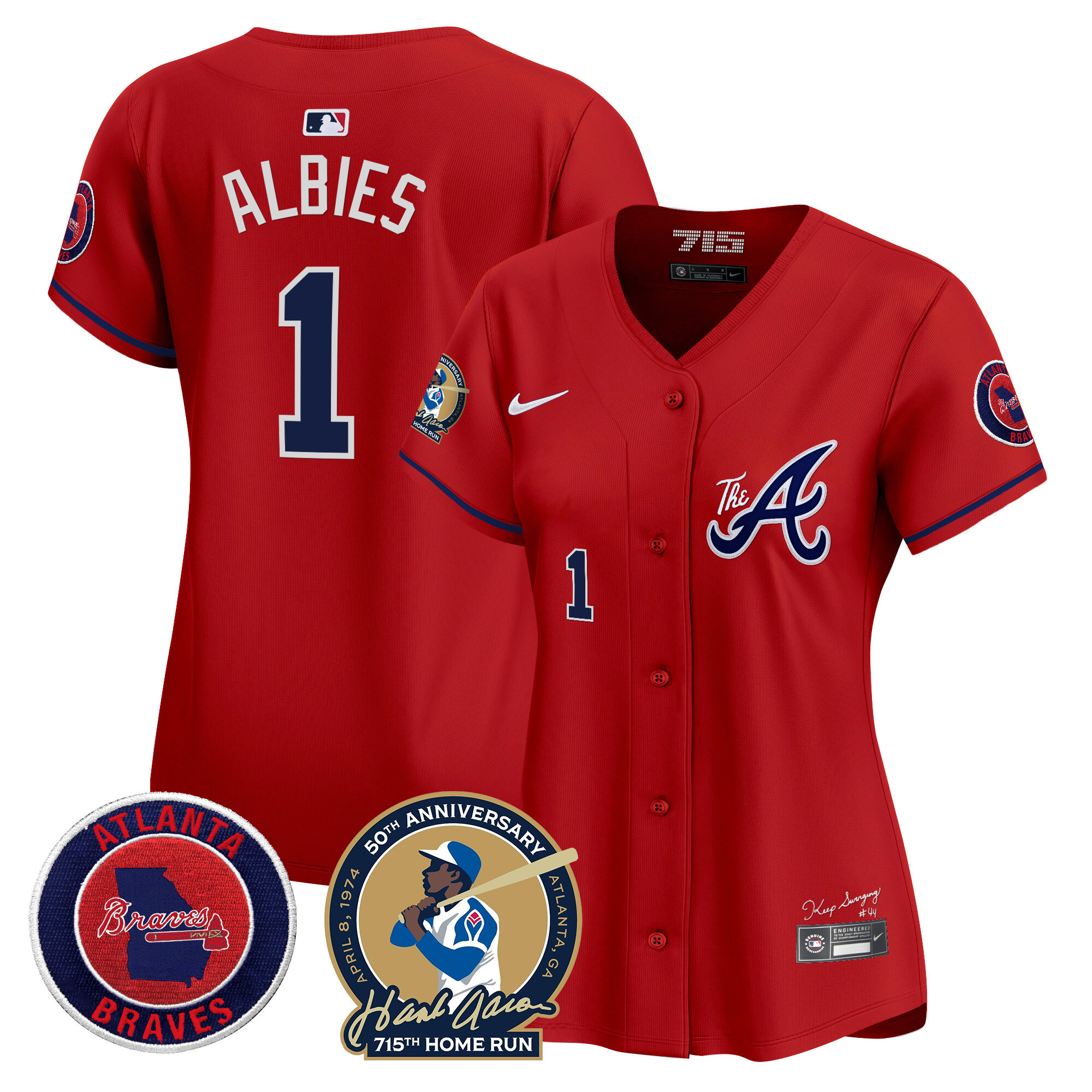 Women's Atlanta Braves Hank Aaron 715th Home Run Patch Vapor Premier Limited Jersey V2 - All Stitched - Image 33