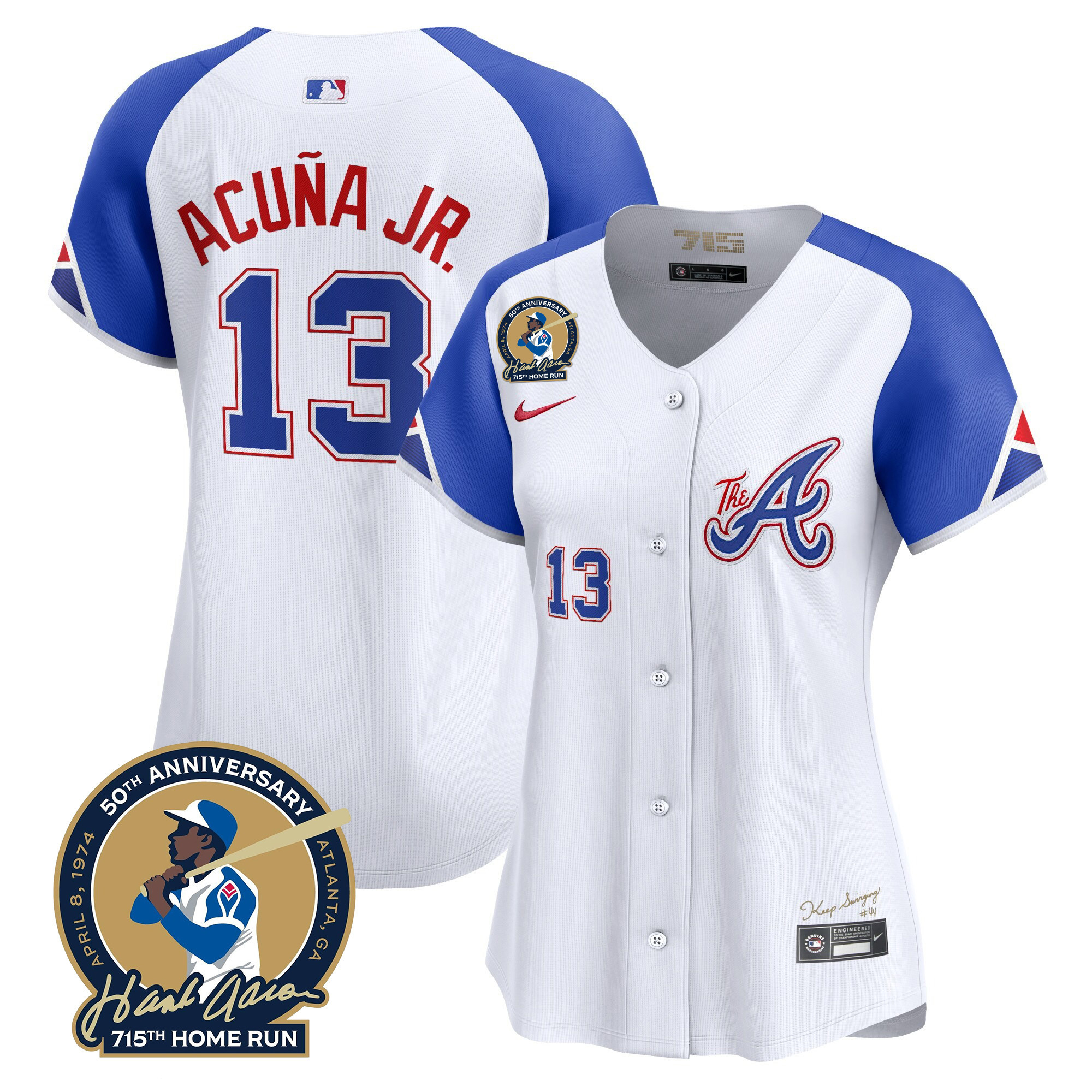 Women's Atlanta Braves Hank Aaron 715th Home Run Patch Vapor Premier Limited Jersey V2 - All Stitched - Image 46