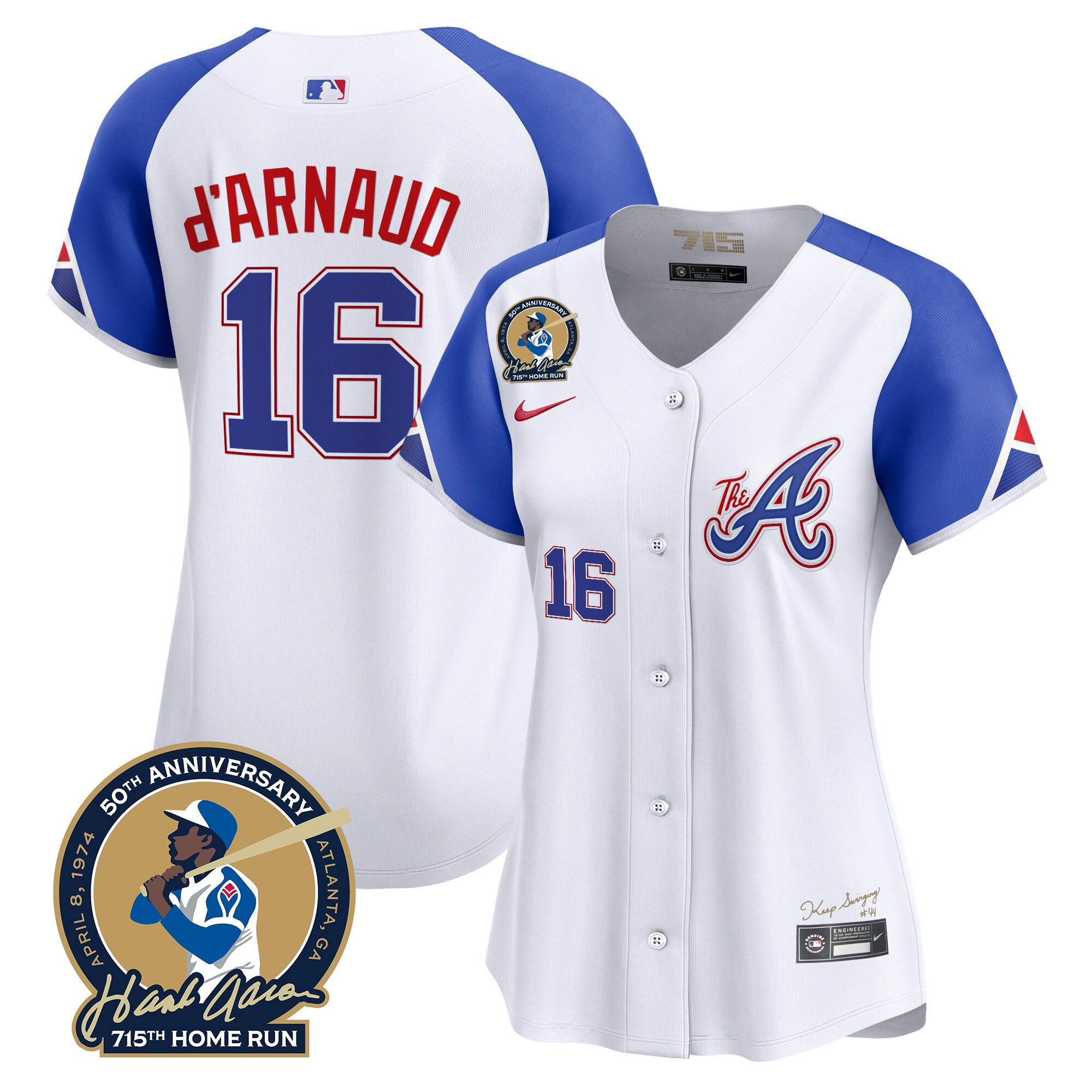 Women's Atlanta Braves Hank Aaron 715th Home Run Patch Vapor Premier Limited Jersey V2 - All Stitched - Image 47