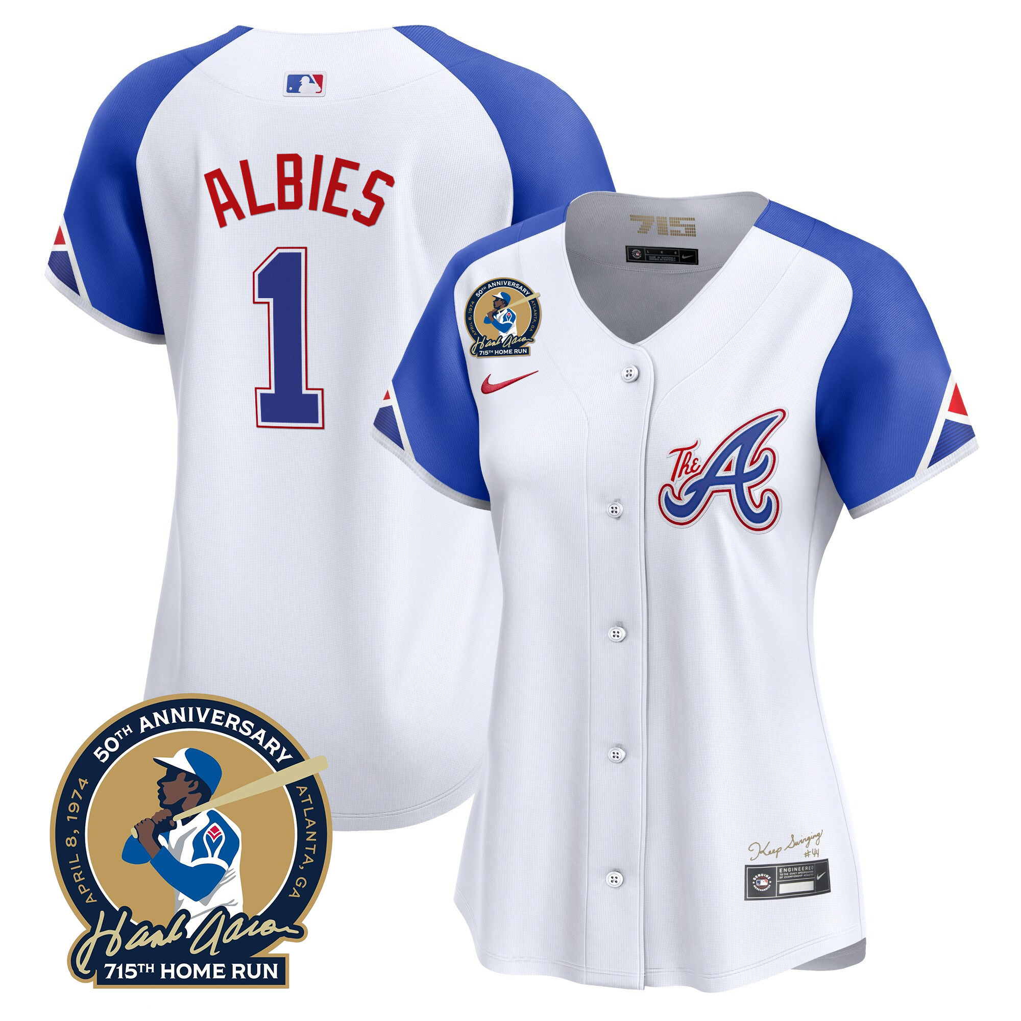 Women's Atlanta Braves Hank Aaron 715th Home Run Patch Vapor Premier Limited Jersey V2 - All Stitched - Image 51