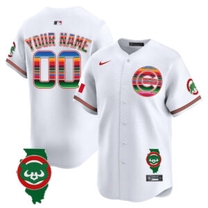 Chicago Cubs Mexico Illinois Patch Vapor Premier Limited Custom Jersey - All Stitched