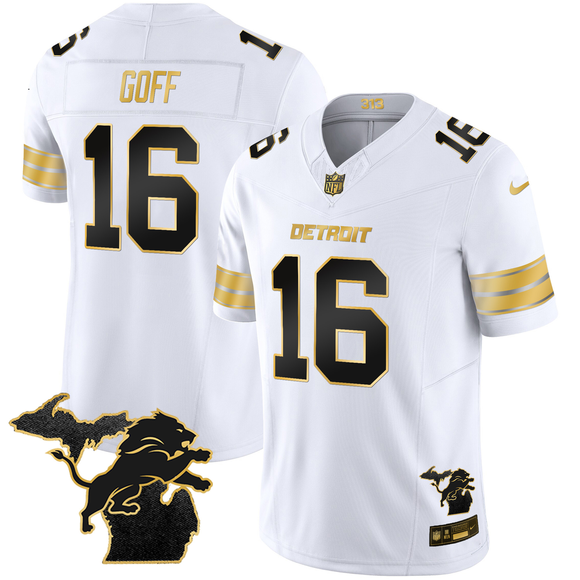 Men's Detroit Lions 2024 Michigan Patch Gold Vapor Jersey - All Stitched - Image 23