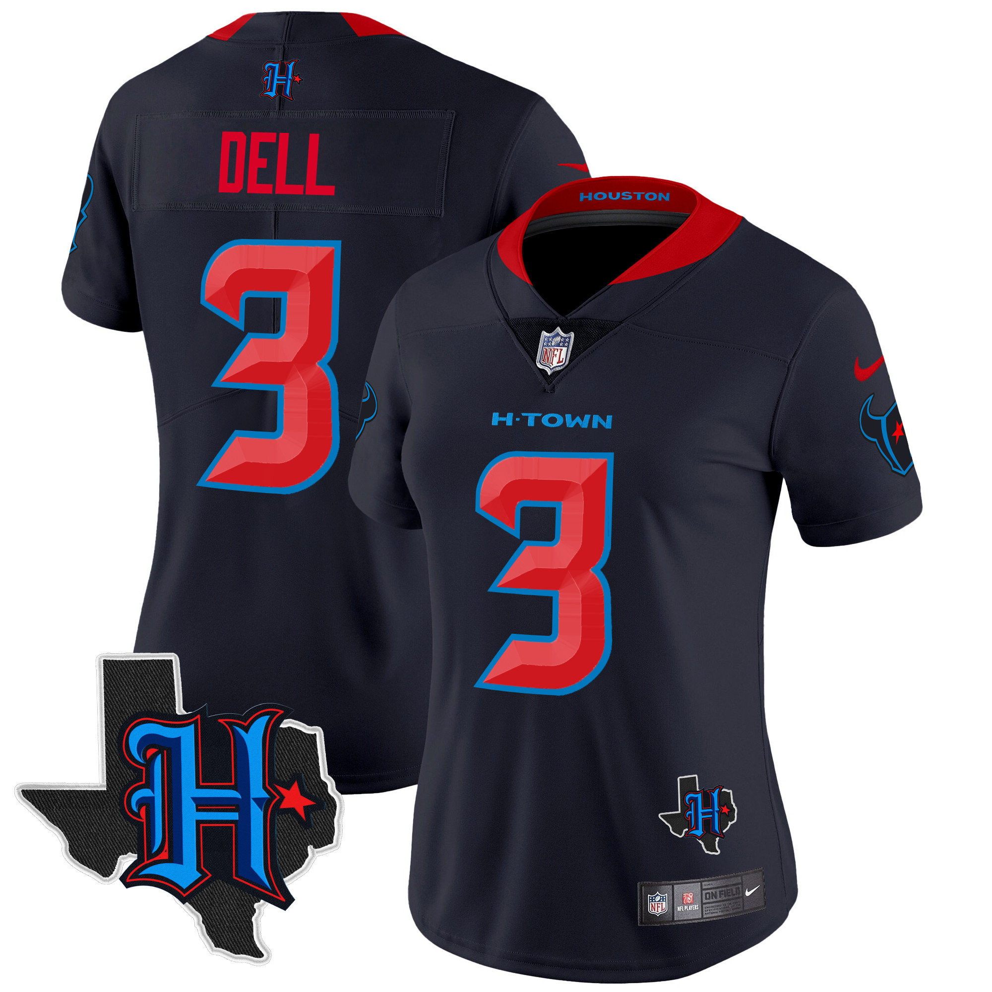 Women's Houston Texans 2024 Texas Patch Vapor Limited Jersey - All Stitched - Image 4