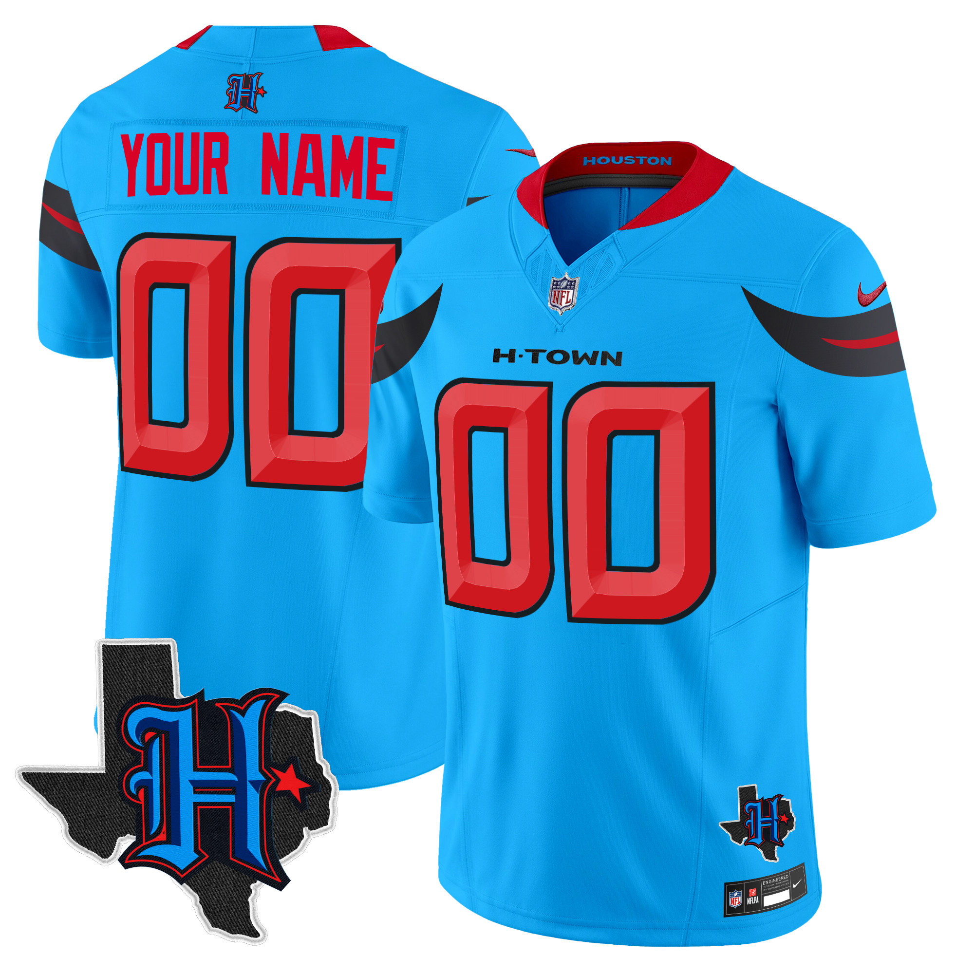 Houston Texans 2024 Texas Patch Vapor Limited Custom Jersey V3 - All Stitched