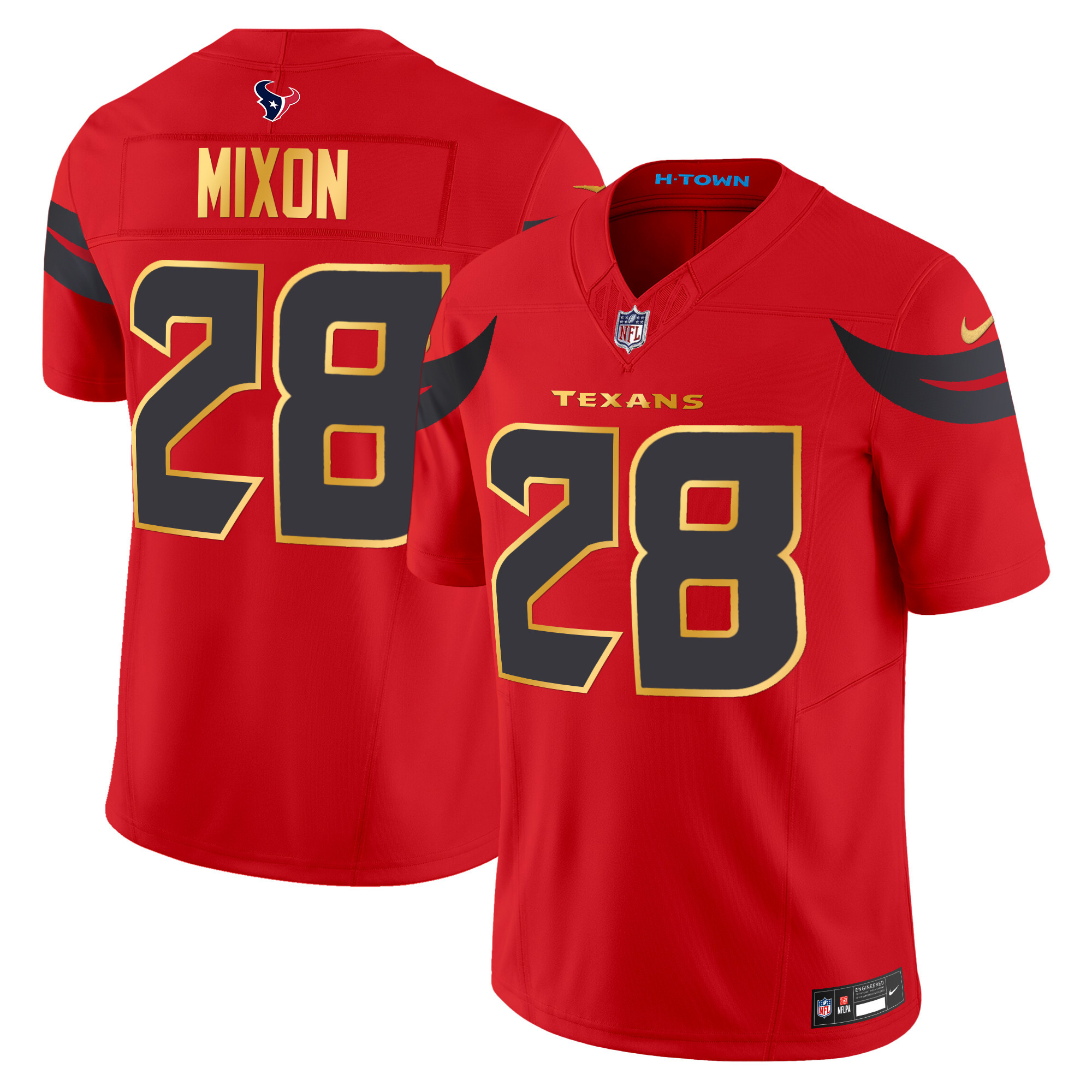 Men's Houston Texans 2024 Gold Trim Vapor Limited Jersey - All Stitched - Image 19