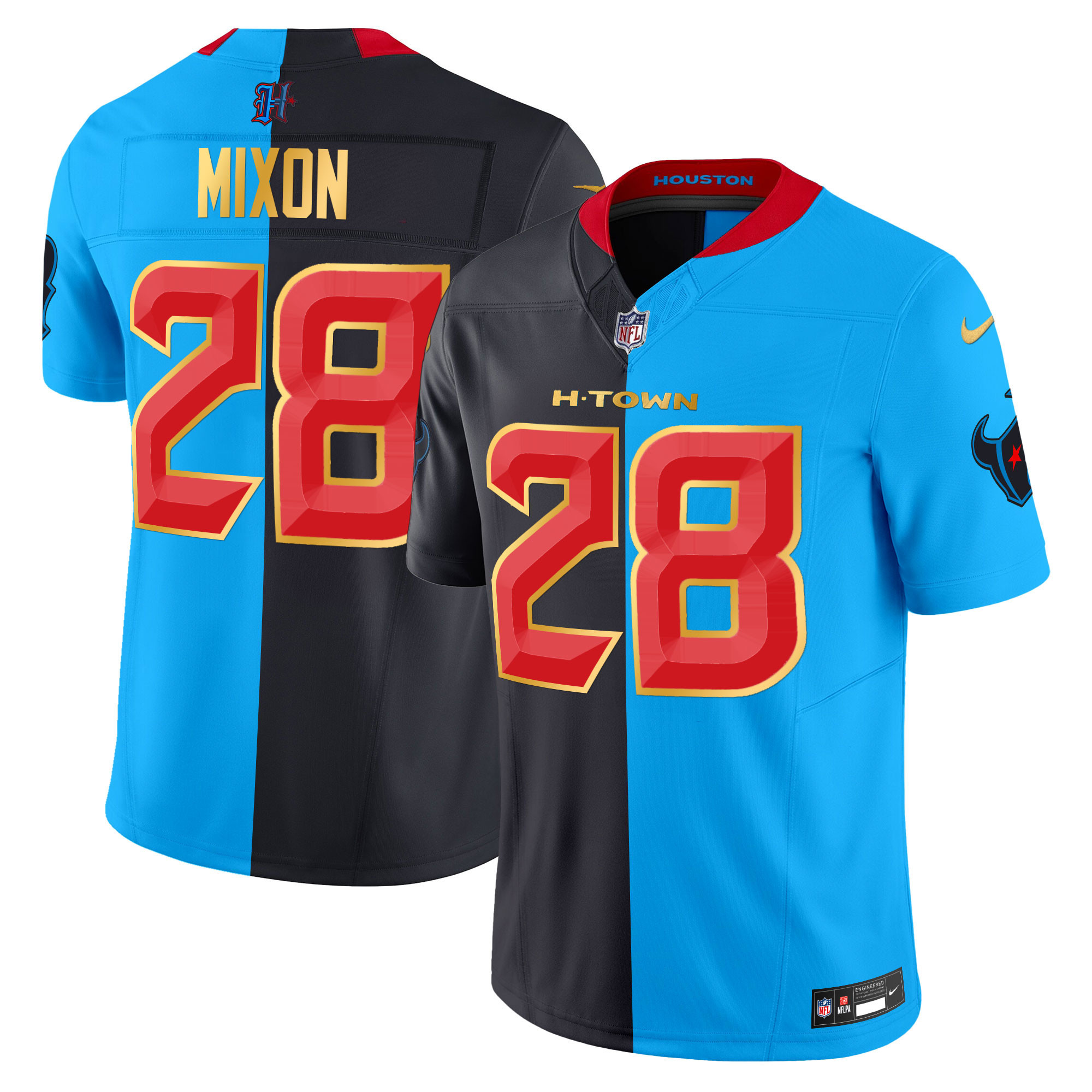 Men's Houston Texans 2024 Gold Trim Vapor Limited Jersey - All Stitched - Image 35