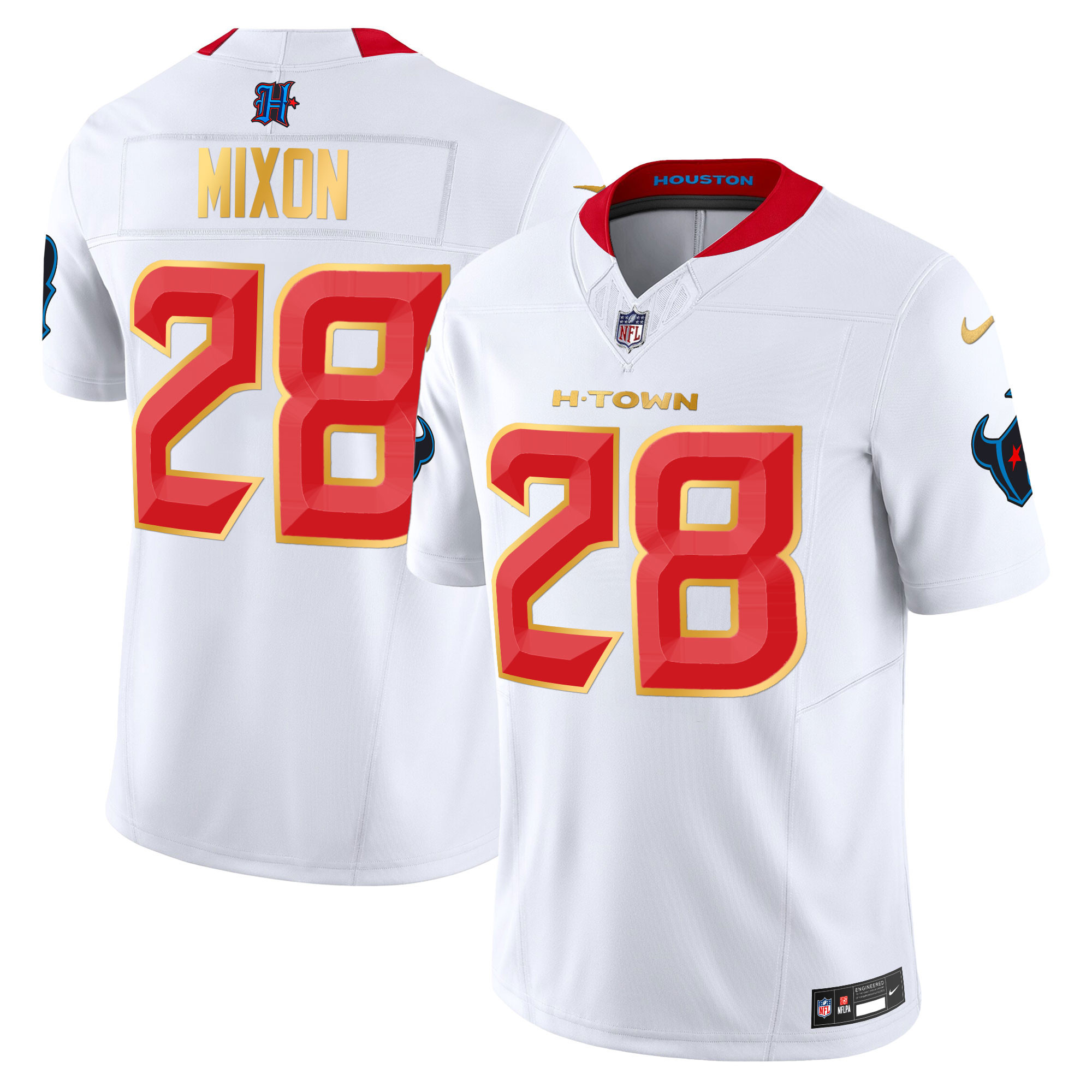 Men's Houston Texans 2024 Gold Trim Vapor Limited Jersey - All Stitched - Image 43