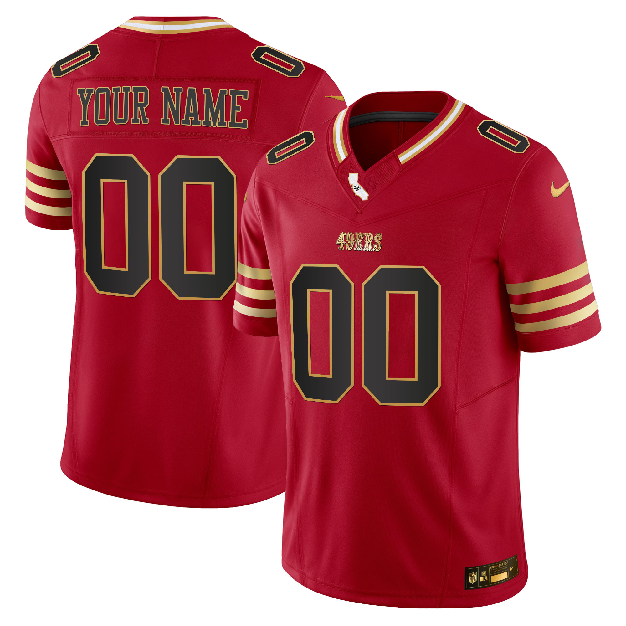 49ers 2024 Gold Vapor Custom Jersey - All Stitched - Image 2