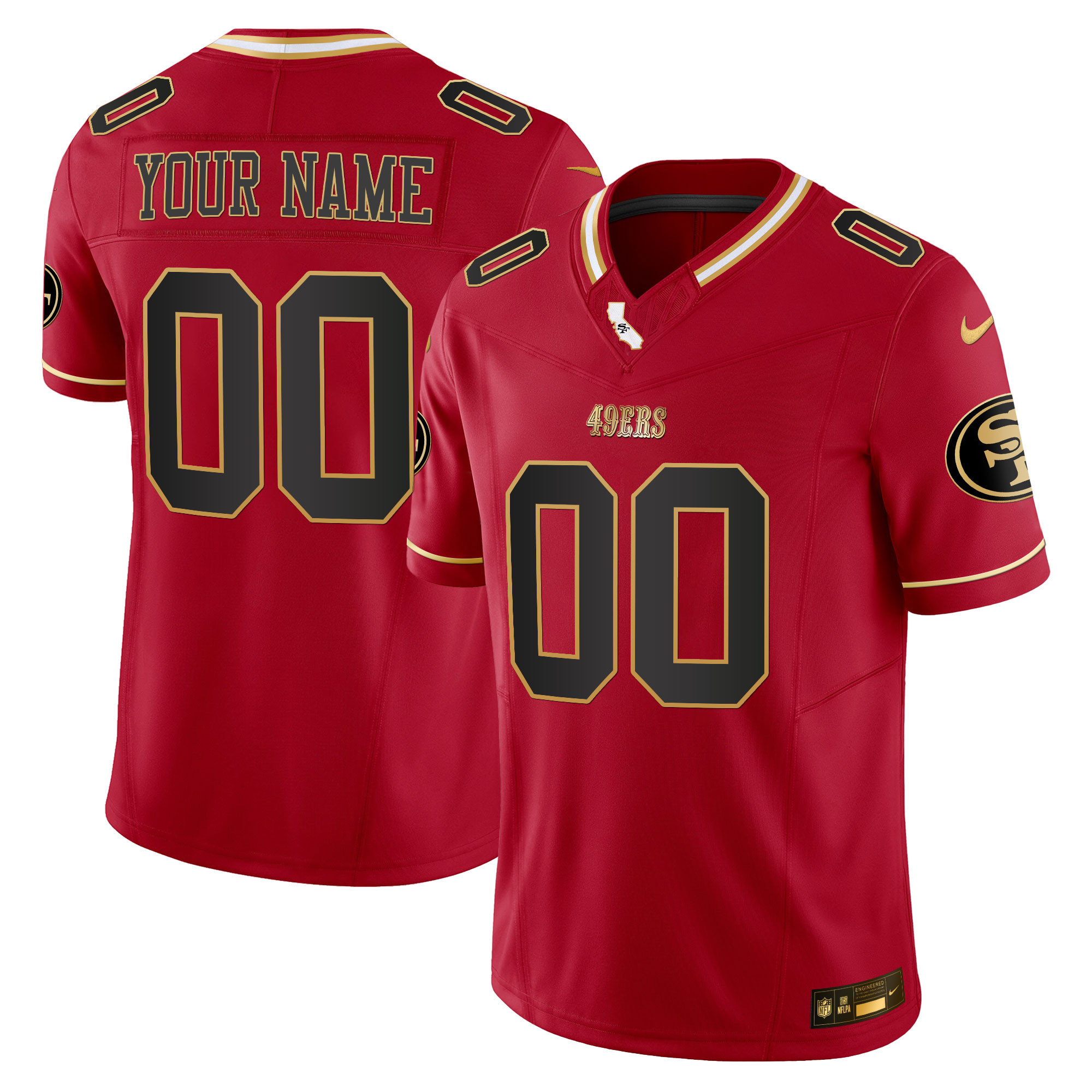 49ers 2024 Gold Vapor Custom Jersey - All Stitched - Image 3