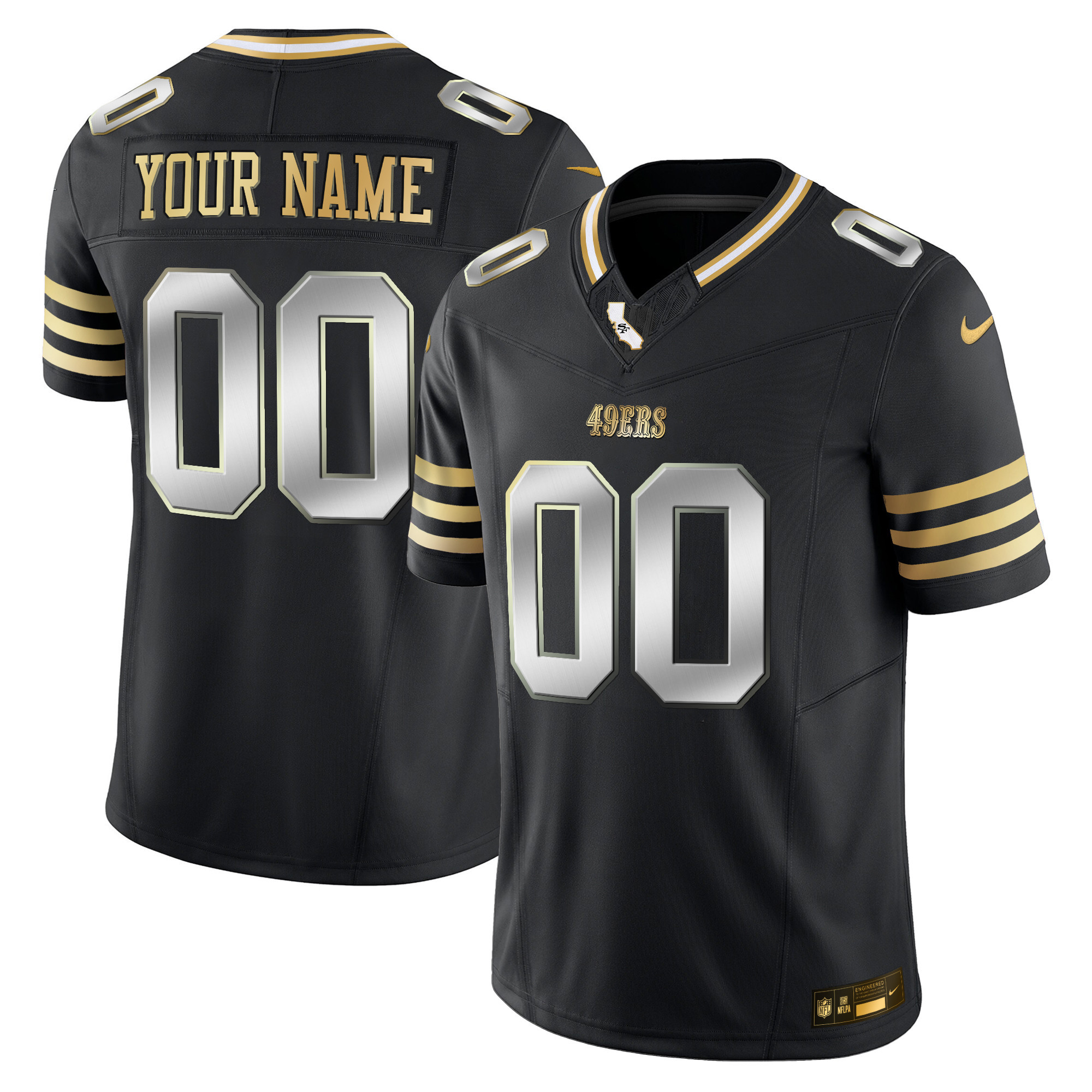 49ers 2024 Gold Vapor Custom Jersey - All Stitched - Image 4