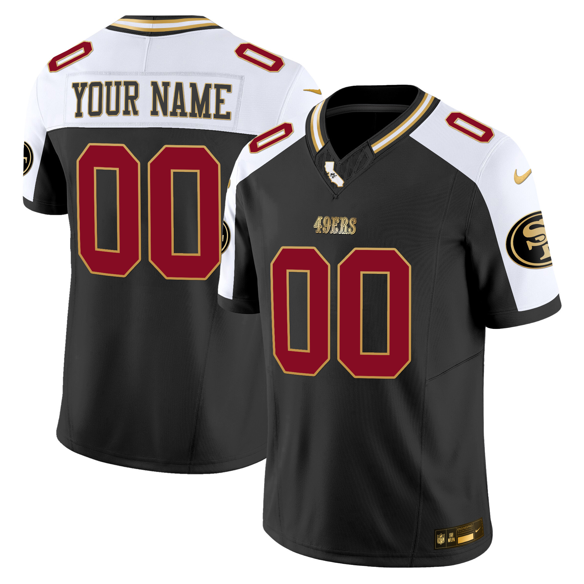 49ers 2024 Gold Vapor Custom Jersey - All Stitched