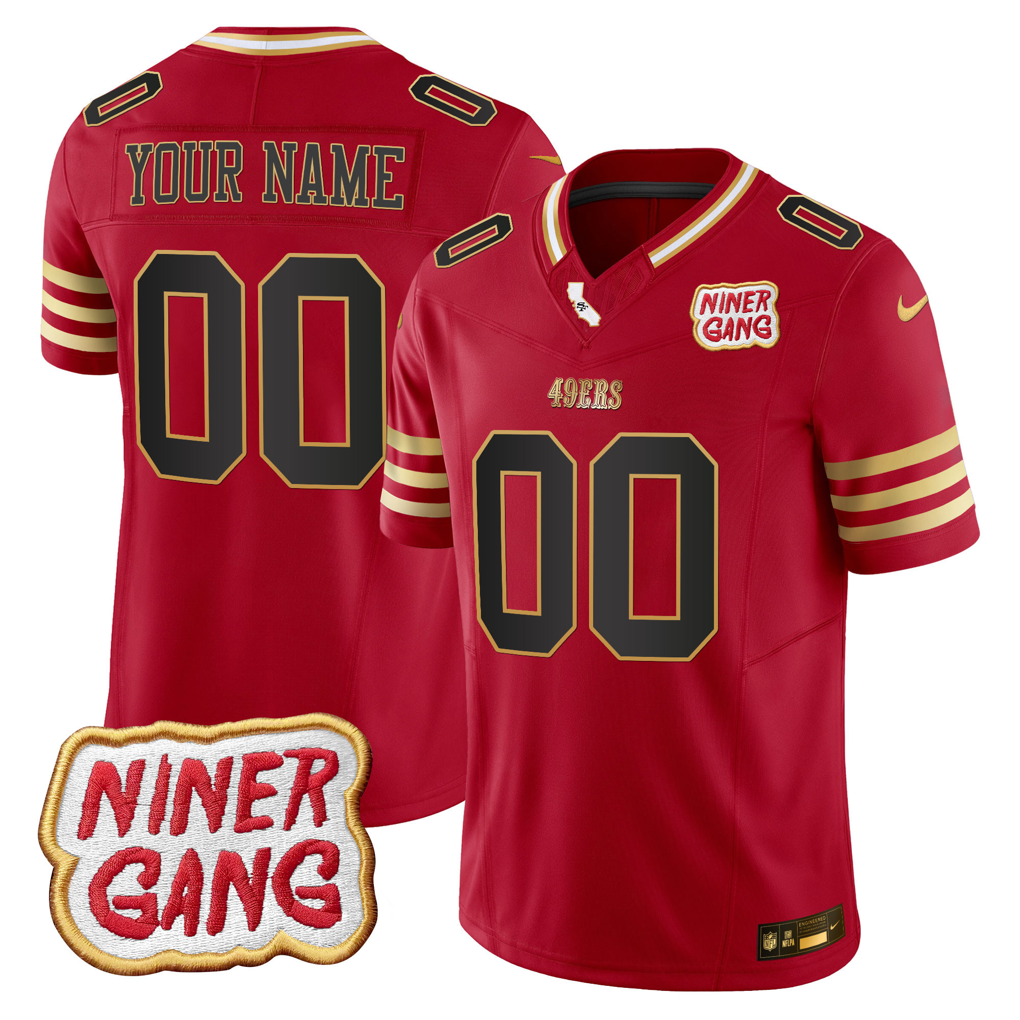 49ers 2024 Niner Gang Patch Vapor Custom Jersey V2 - All Stitched - Image 2