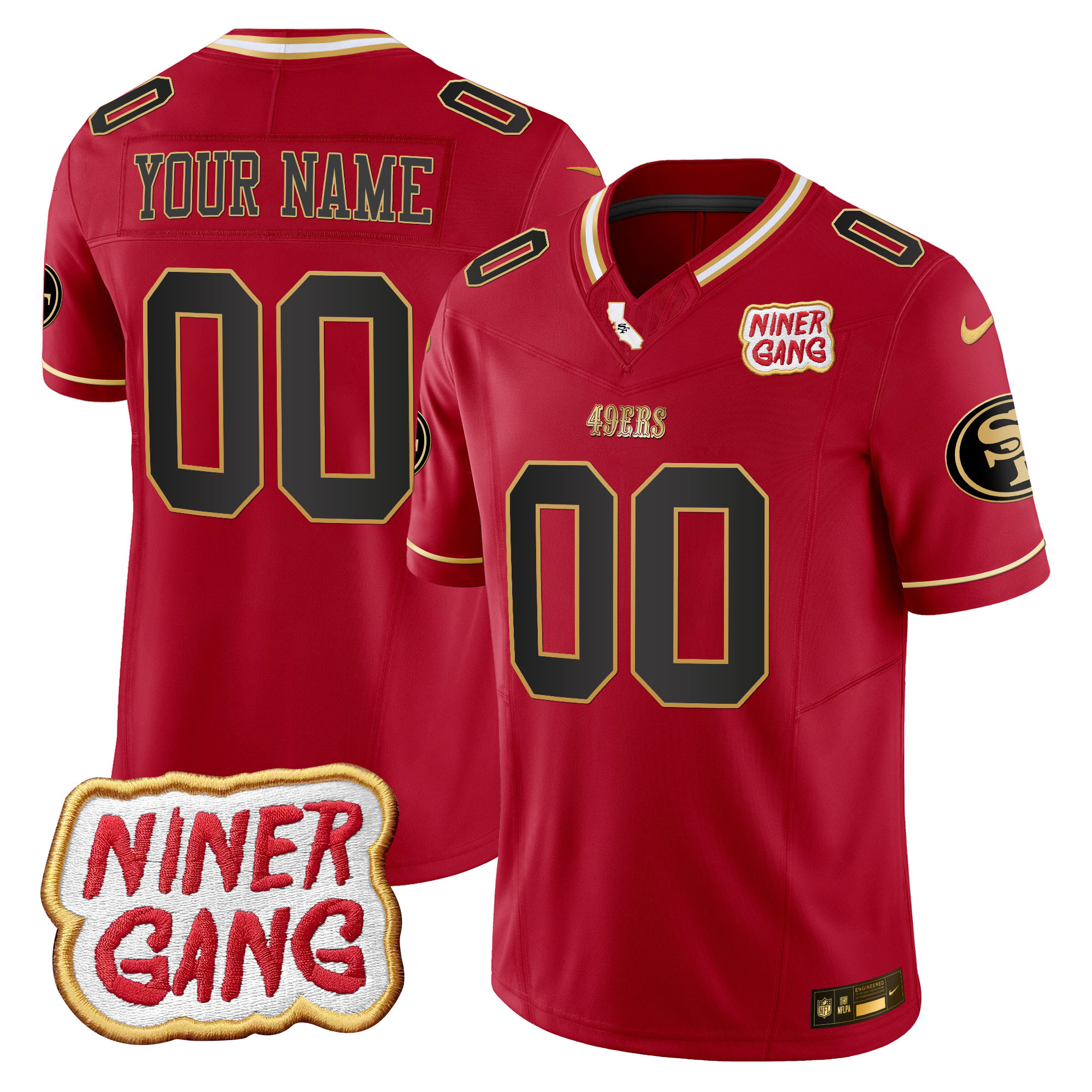49ers 2024 Niner Gang Patch Vapor Custom Jersey V2 - All Stitched - Image 3