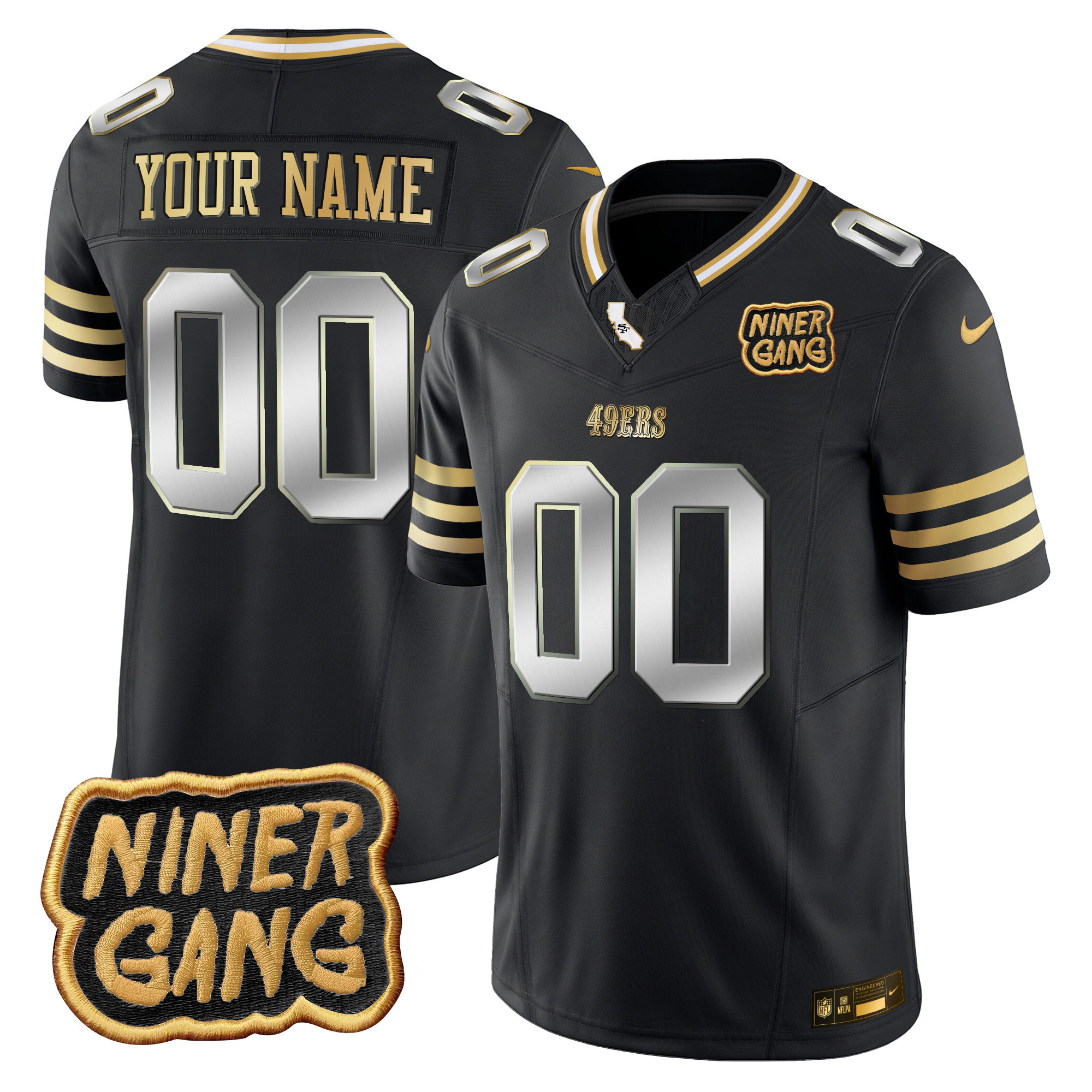 49ers 2024 Niner Gang Patch Vapor Custom Jersey V2 - All Stitched - Image 4