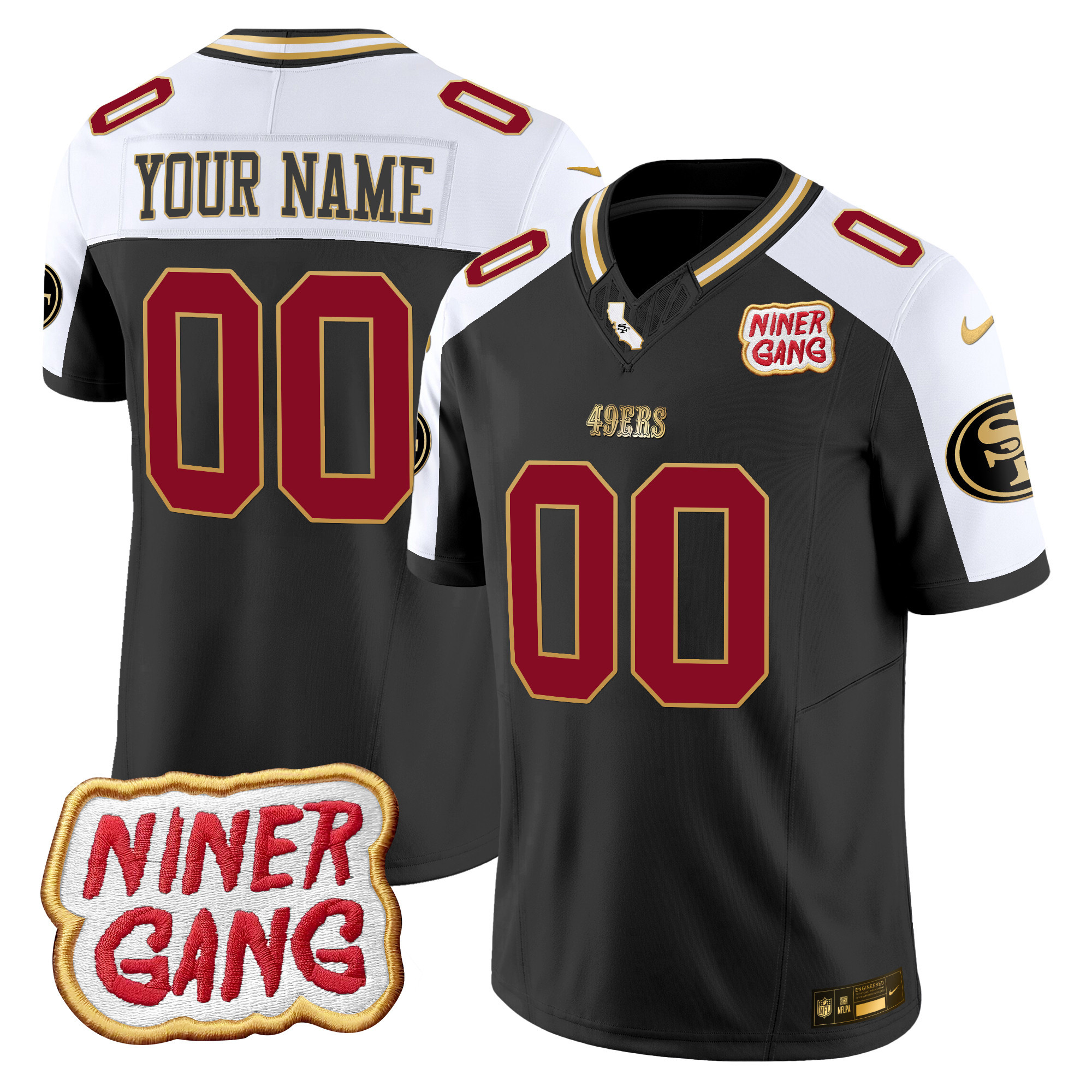 49ers 2024 Niner Gang Patch Vapor Custom Jersey V2 - All Stitched