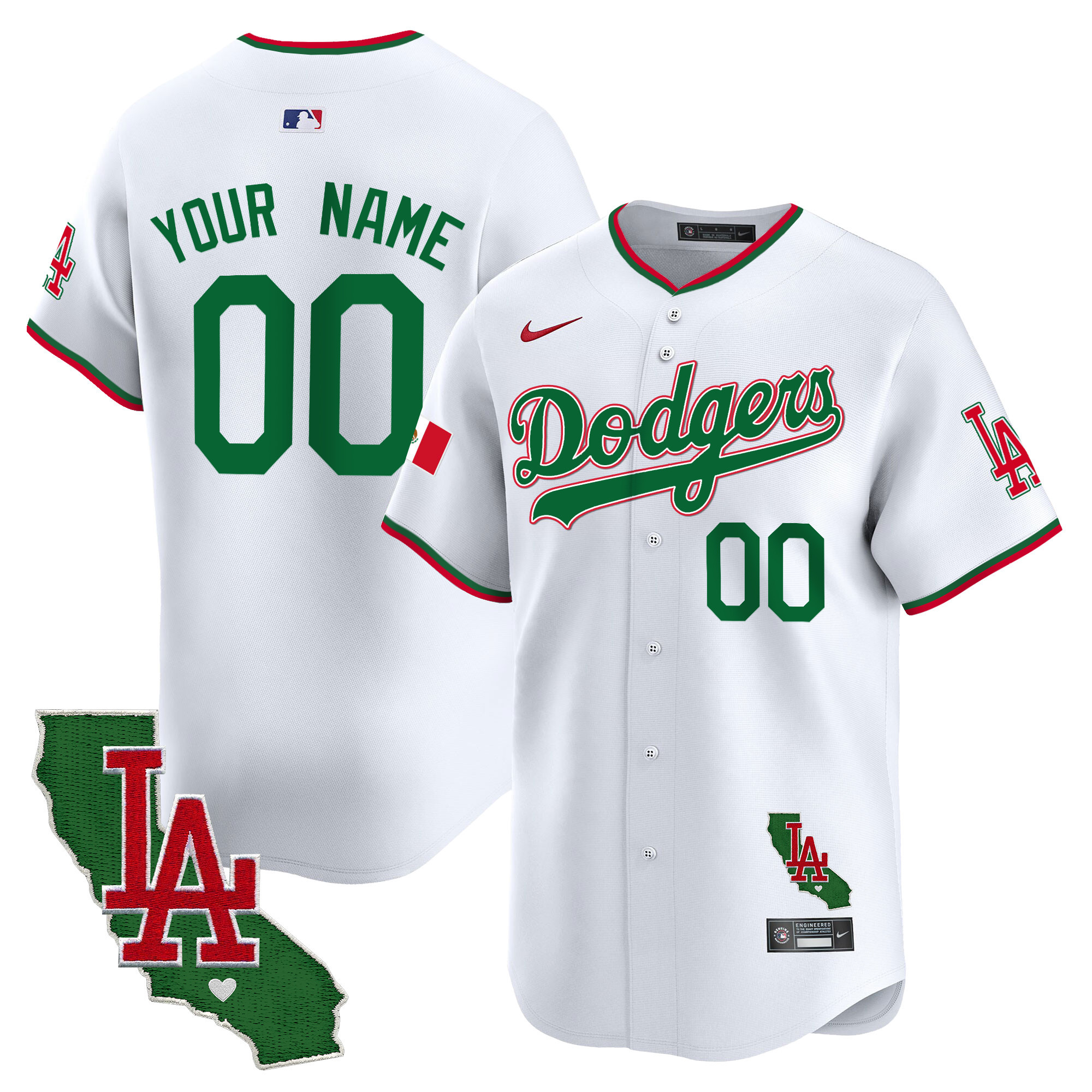 Dodgers Mexico California Patch Vapor Premier Limited Custom Jersey V4 - All Stitched