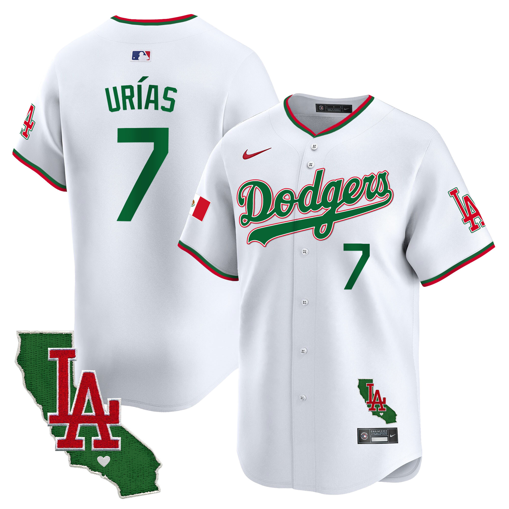Men's Dodgers Mexico California Patch Vapor Premier Limited Jersey V4 - All Stitched - Image 7