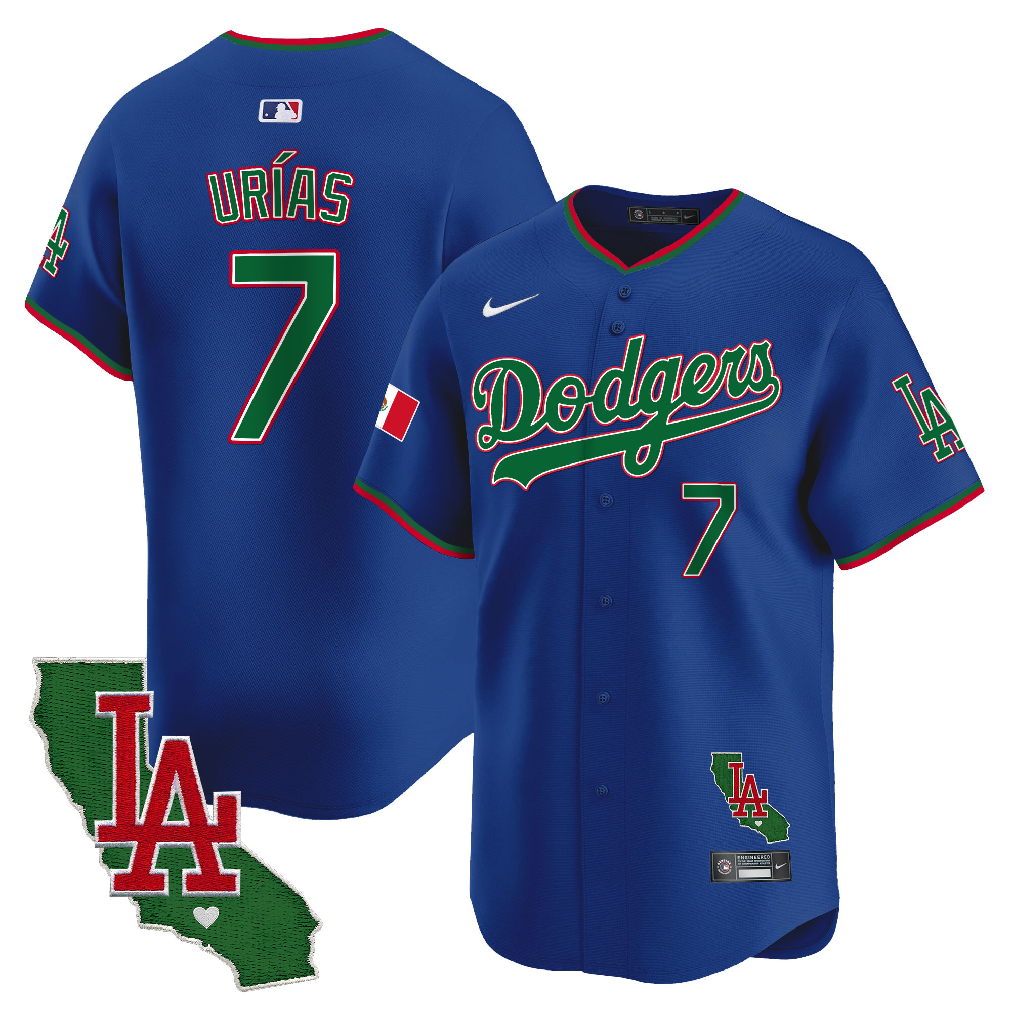 Men's Dodgers Mexico California Patch Vapor Premier Limited Jersey V4 - All Stitched - Image 16