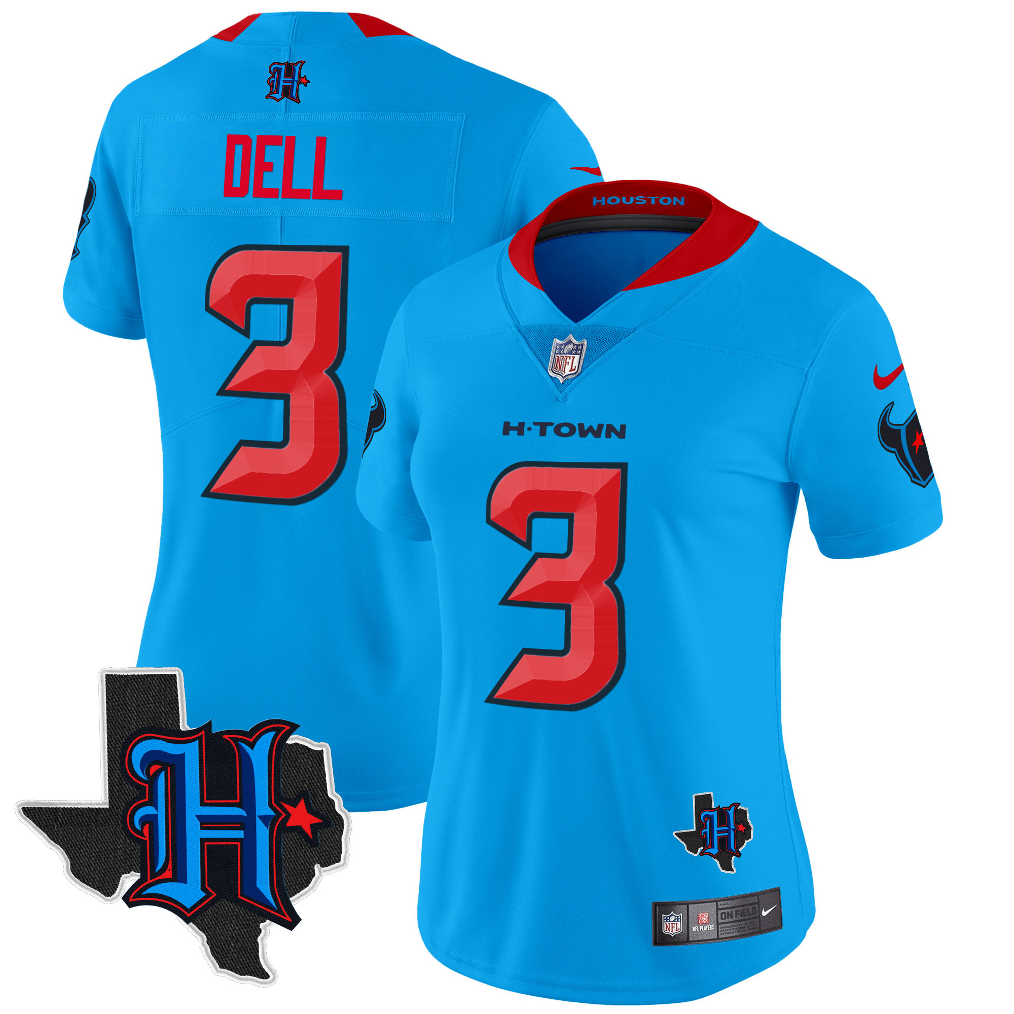 Women's Houston Texans 2024 Texas Patch Vapor Limited Jersey V2 - All Stitched - Image 4
