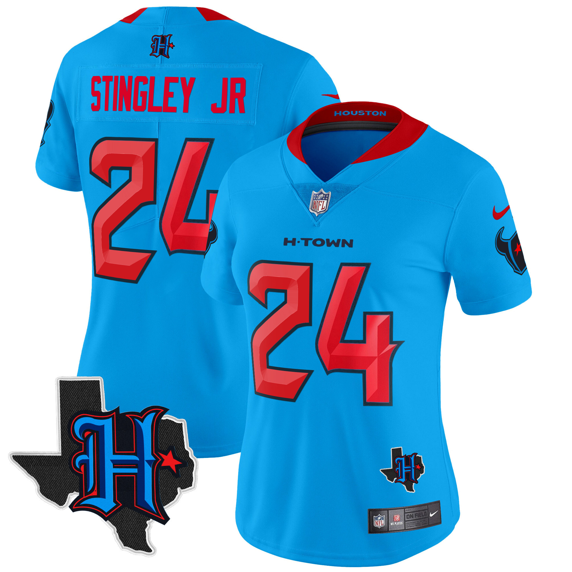 Women's Houston Texans 2024 Texas Patch Vapor Limited Jersey V2 - All Stitched - Image 5