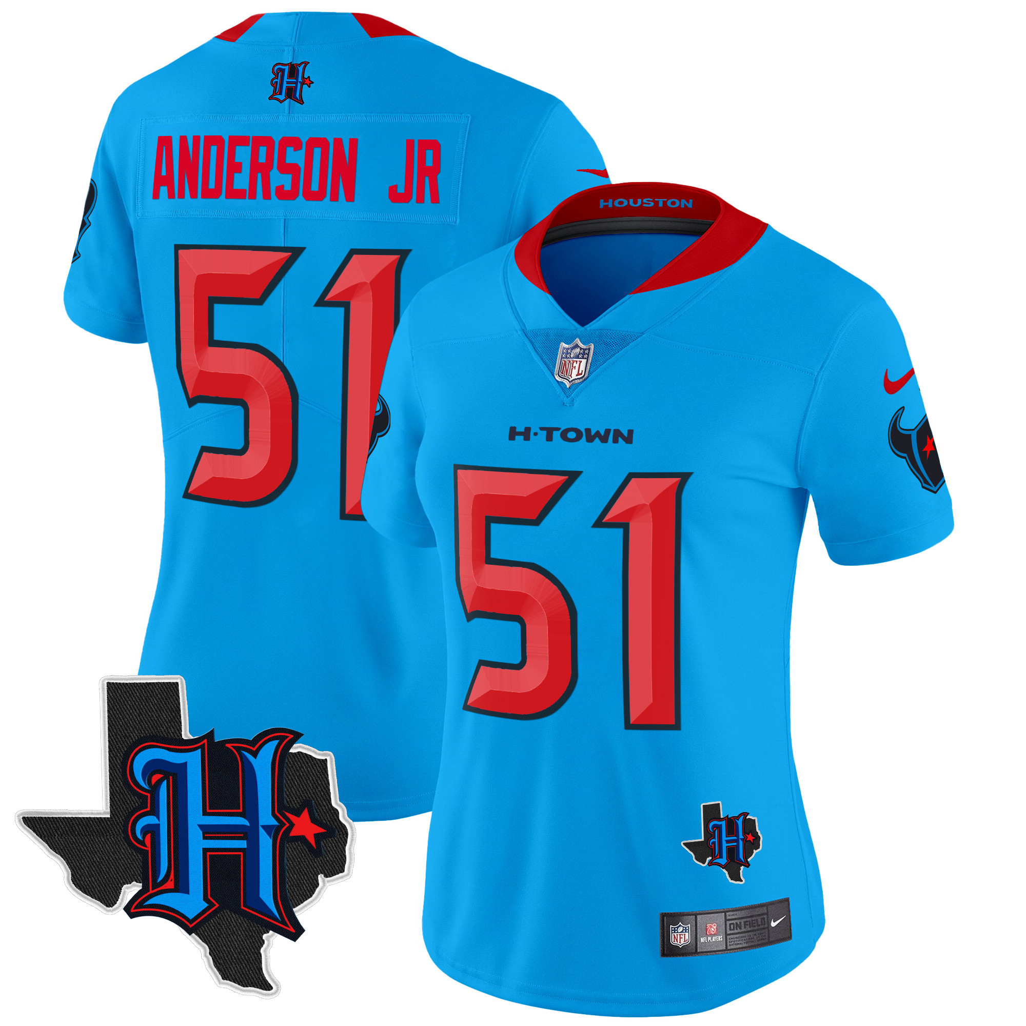 Women's Houston Texans 2024 Texas Patch Vapor Limited Jersey V2 - All Stitched - Image 7