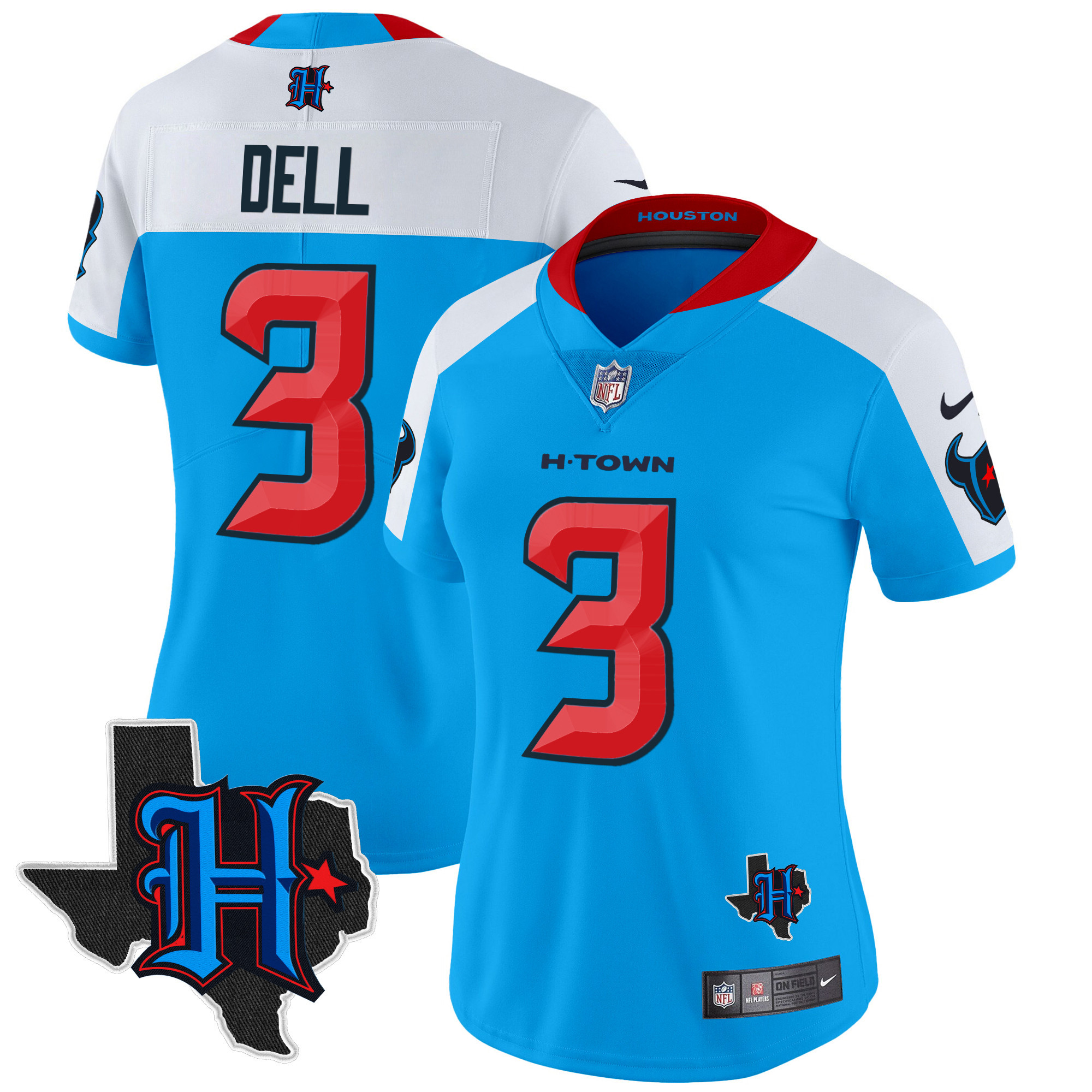 Women's Houston Texans 2024 Texas Patch Vapor Limited Jersey V2 - All Stitched - Image 40