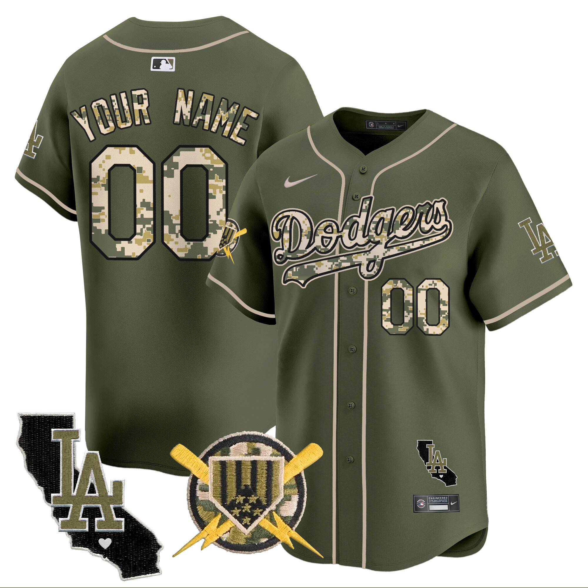 Dodgers Armed Forces Day Vapor Premier Limited Custom Jersey - All Stitched
