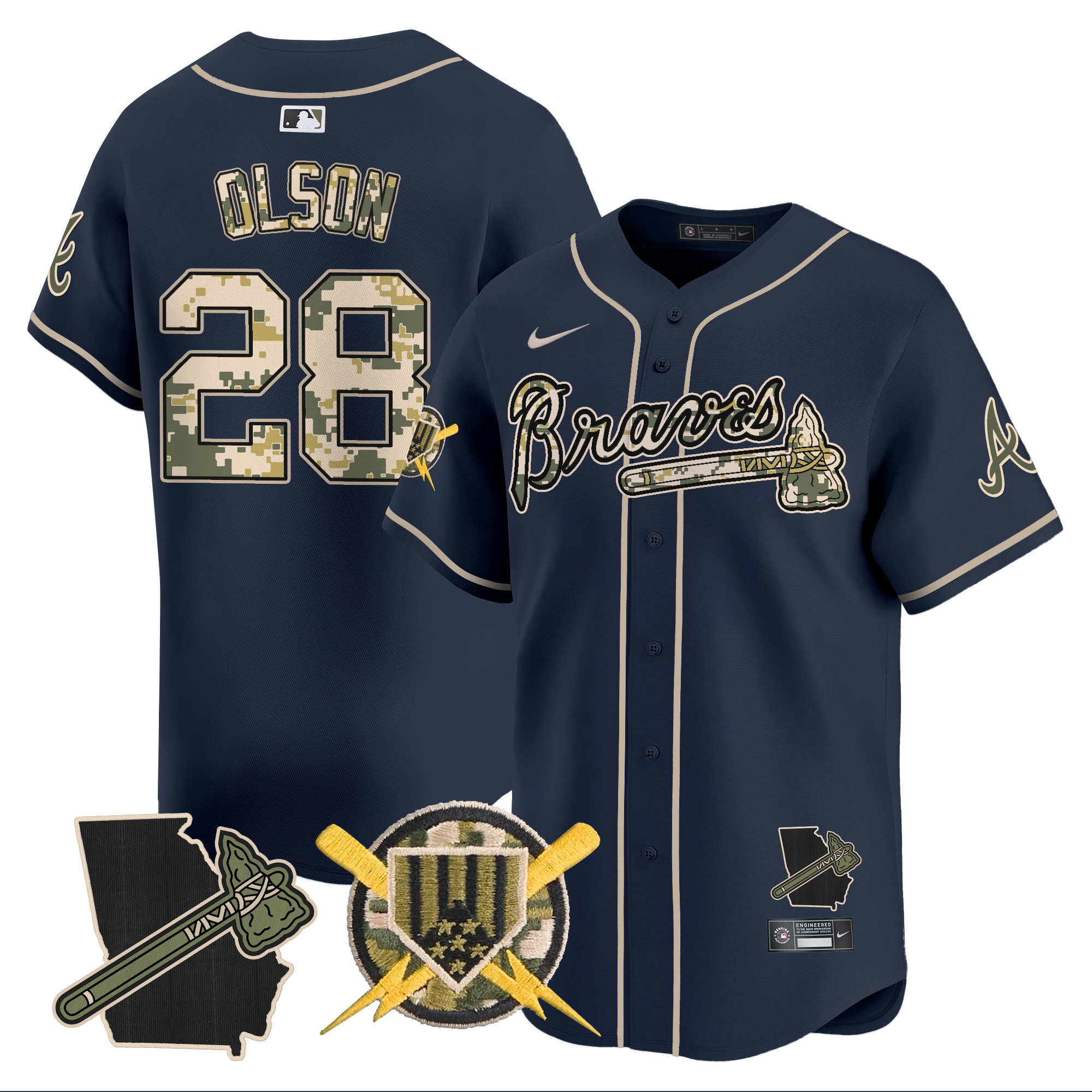 Men's Atlanta Braves Armed Forces Day Vapor Premier Limited Jersey - All Stitched - Image 24