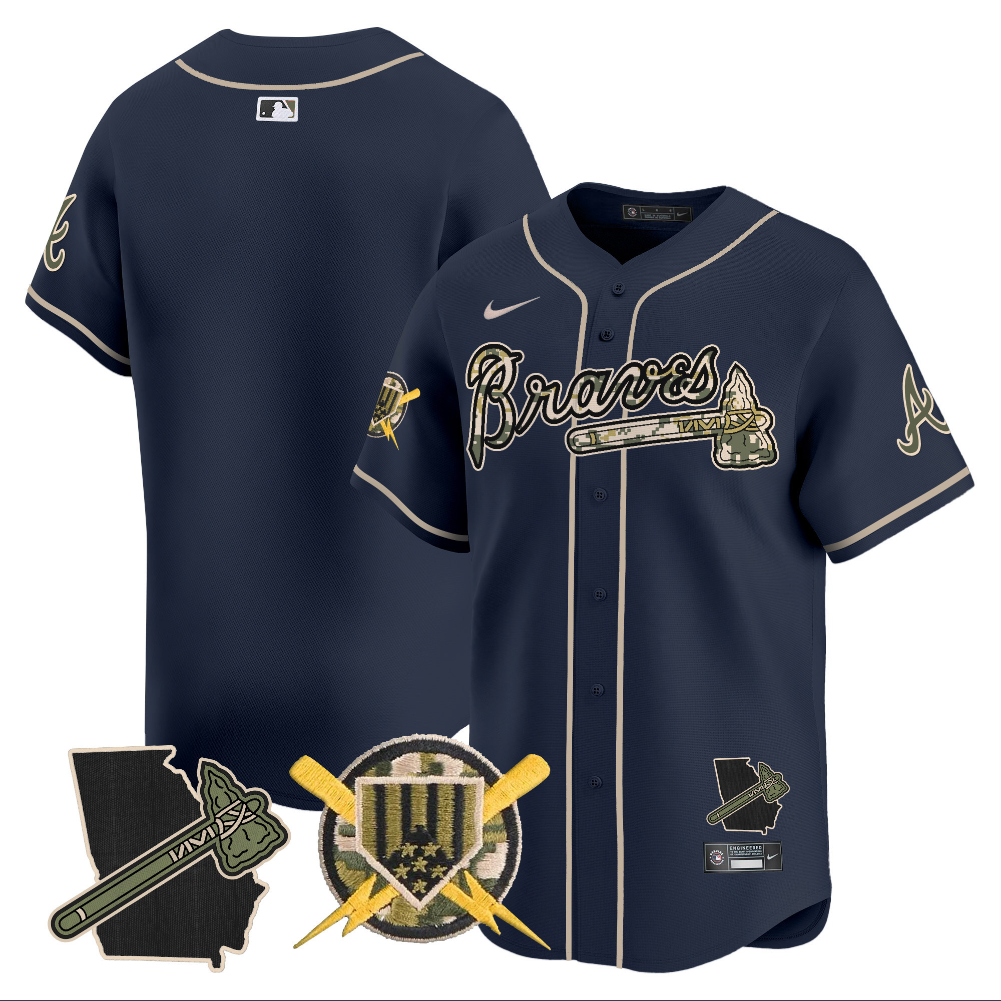 Men's Atlanta Braves Armed Forces Day Vapor Premier Limited Jersey - All Stitched - Image 27