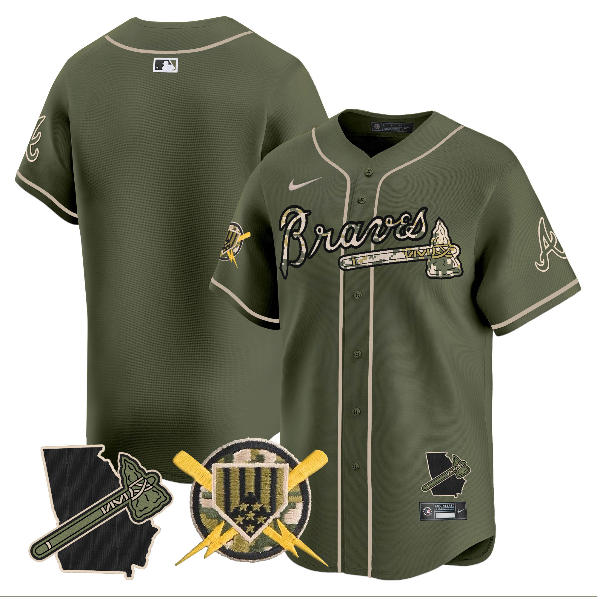 Men's Atlanta Braves Armed Forces Day Vapor Premier Limited Jersey - All Stitched - Image 9